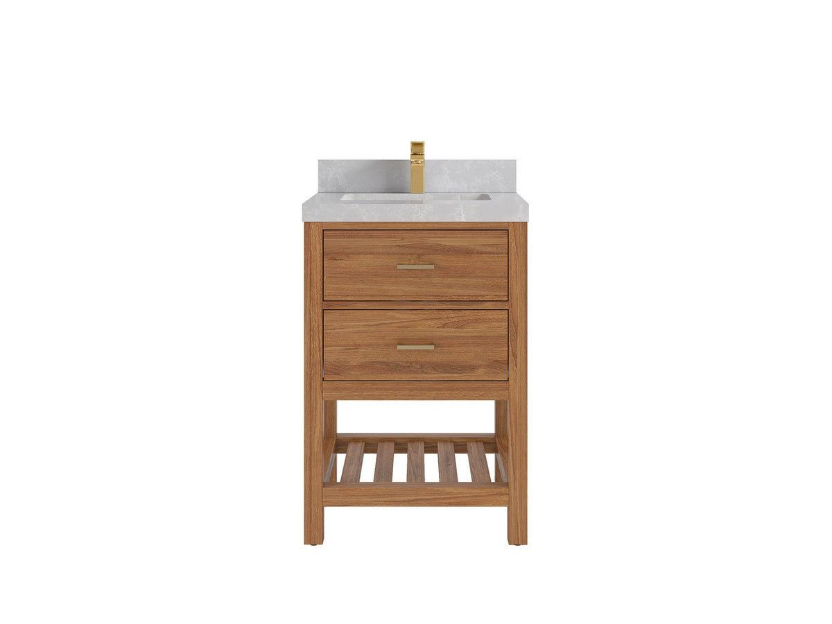 Parker Teak Wood 24 in. W x 22 in. D Single Sink Bathroom Vanity - Willow Bath and Vanity