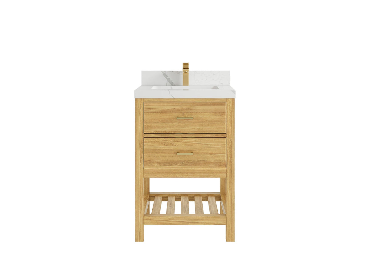 Parker Teak Wood 24 in. W x 22 in. D Single Sink Bathroom Vanity - Willow Bath and Vanity