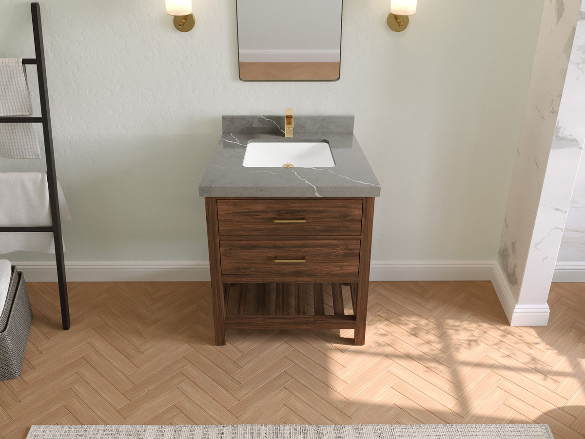 Parker Teak Wood 30 in. W x 22 in. D Single Sink Bathroom Vanity - Willow Bath and Vanity