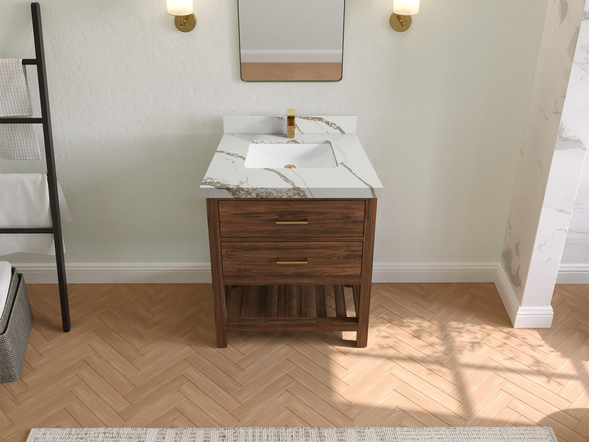 Parker Teak Wood 30 in. W x 22 in. D Single Sink Bathroom Vanity - Willow Bath and Vanity