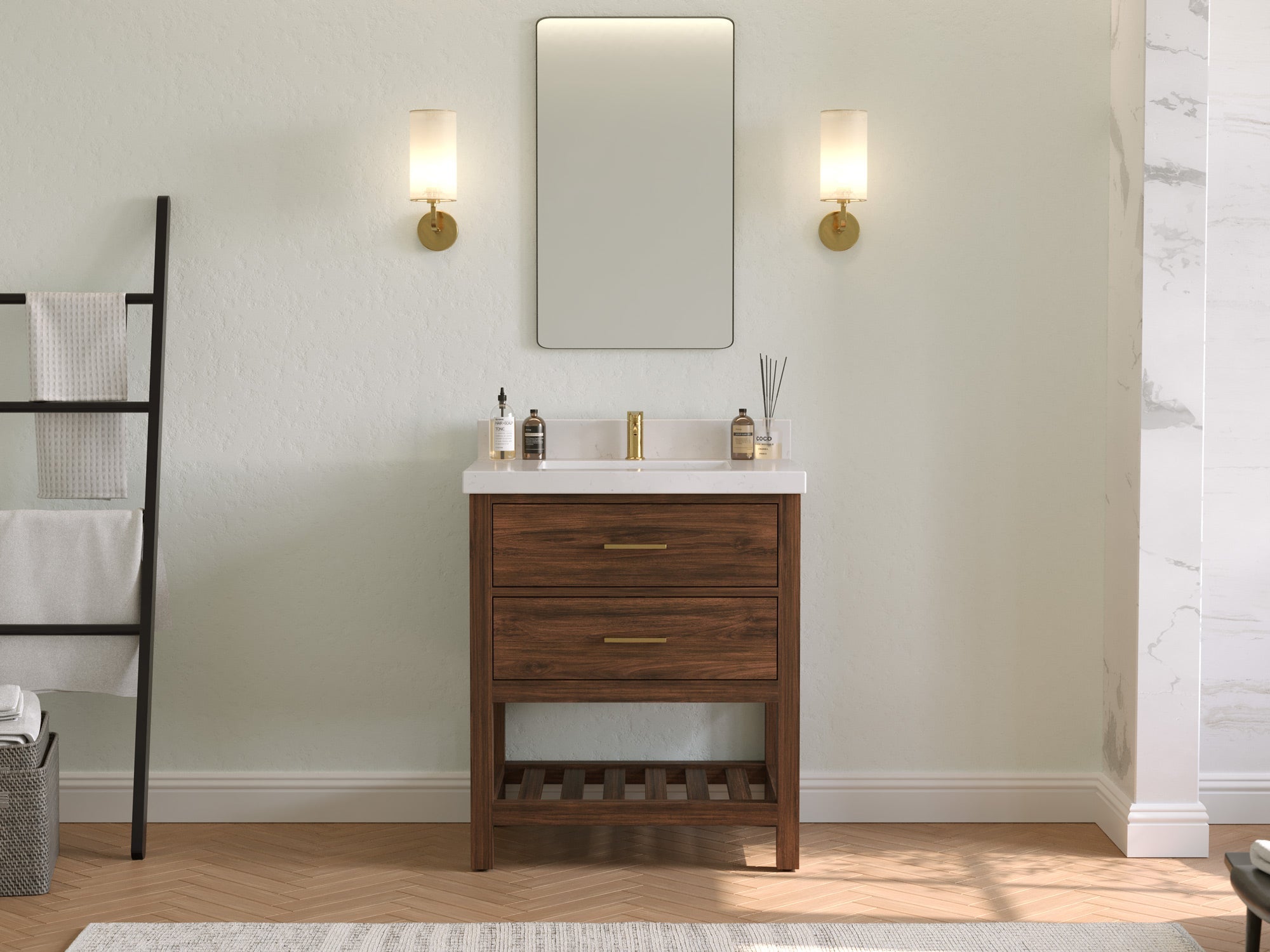 Parker Teak Wood 30 in. W x 22 in. D Single Sink Bathroom Vanity - Willow Bath and Vanity