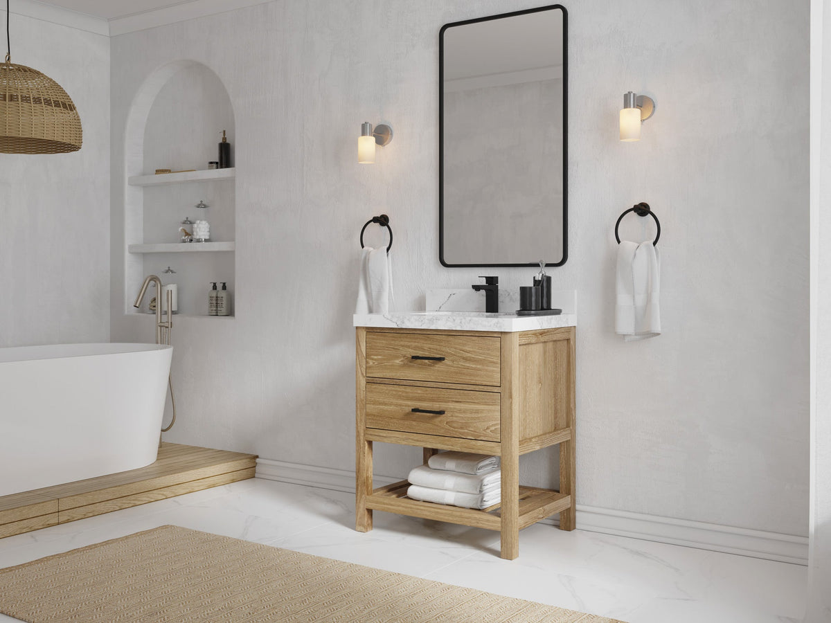 Parker Teak Wood 30 in. W x 22 in. D Single Sink Bathroom Vanity - Willow Bath and Vanity