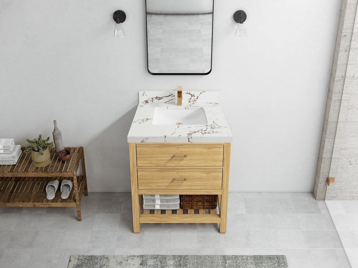 Parker Teak Wood 30 in. W x 22 in. D Single Sink Bathroom Vanity - Willow Bath and Vanity