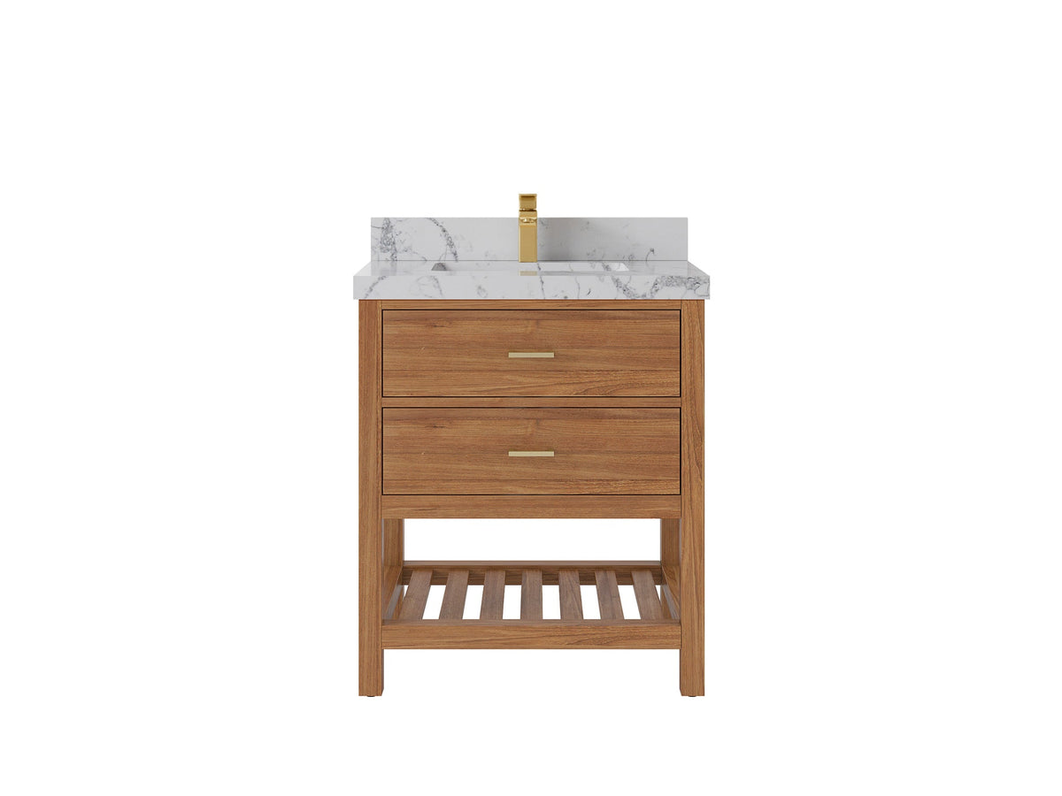 Parker Teak Wood 30 in. W x 22 in. D Single Sink Bathroom Vanity - Willow Bath and Vanity