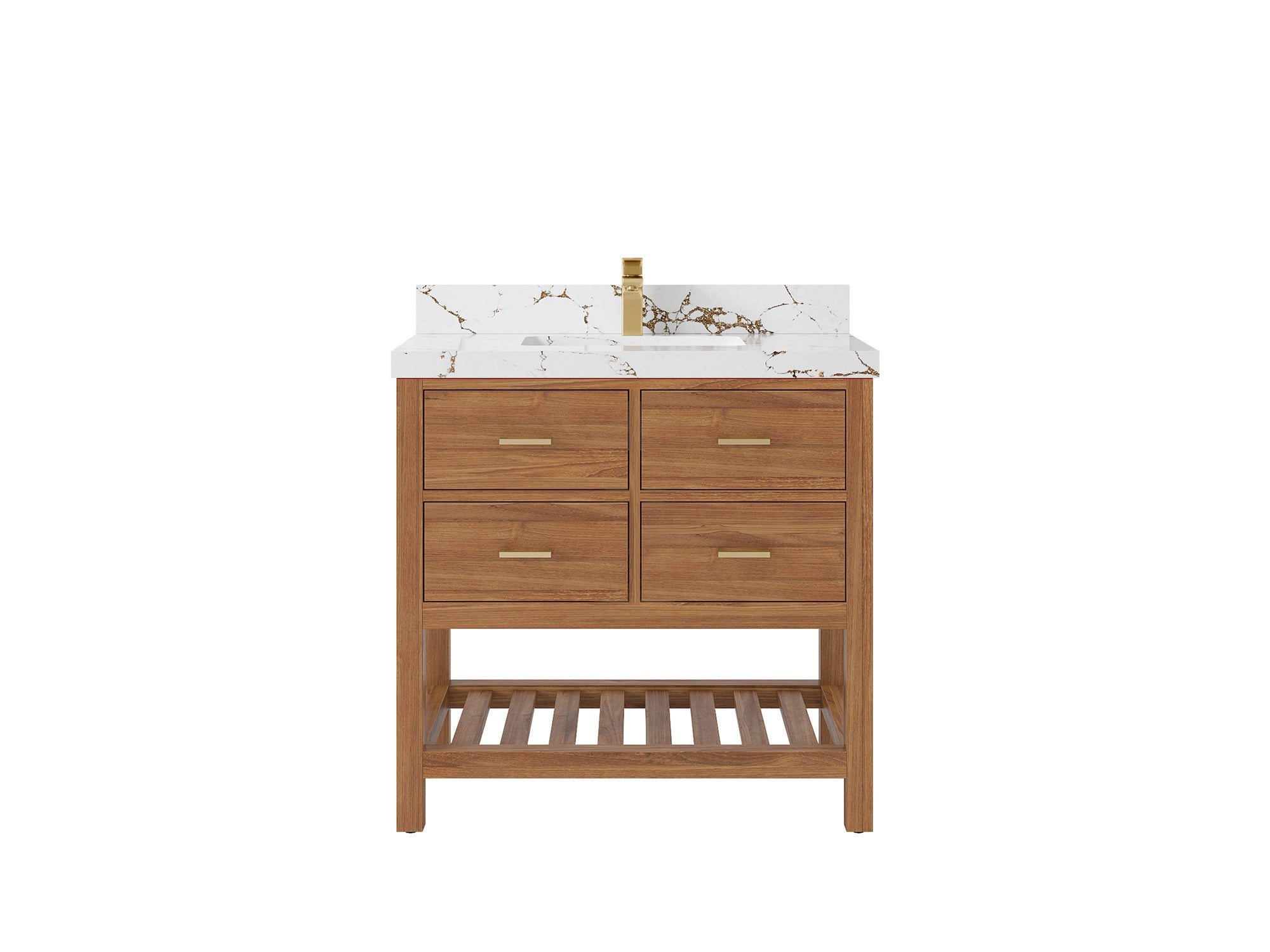 Parker Teak Wood 36 in. W x 22 in. D Center Sink Bathroom Vanity - Willow Bath and Vanity