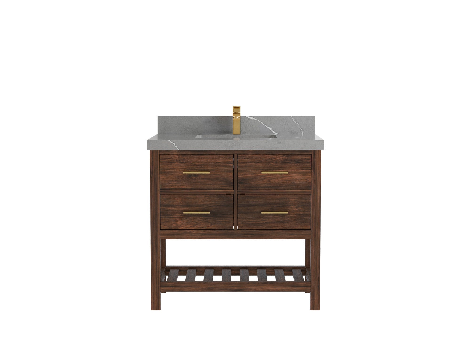 Parker Teak Wood 36 in. W x 22 in. D Center Sink Bathroom Vanity - Willow Bath and Vanity