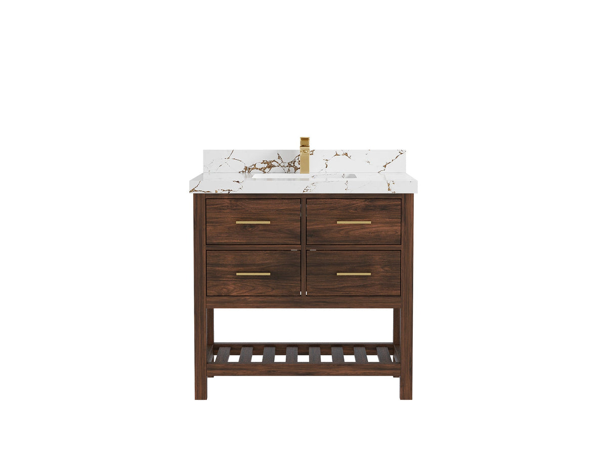 Parker Teak Wood 36 in. W x 22 in. D Center Sink Bathroom Vanity - Willow Bath and Vanity