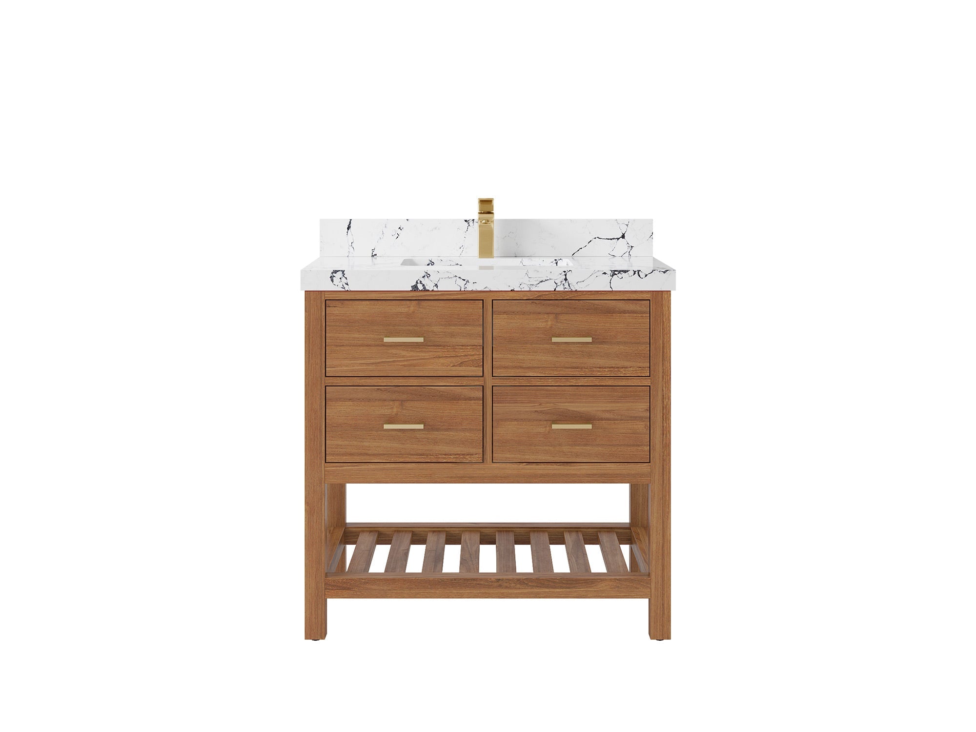 Parker Teak Wood 36 in. W x 22 in. D Center Sink Bathroom Vanity - Willow Bath and Vanity