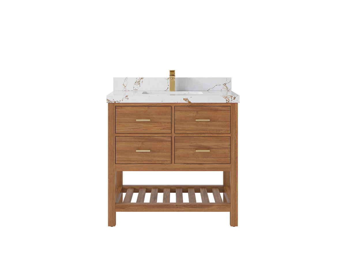 Parker Teak Wood 36 in. W x 22 in. D Center Sink Bathroom Vanity - Willow Bath and Vanity