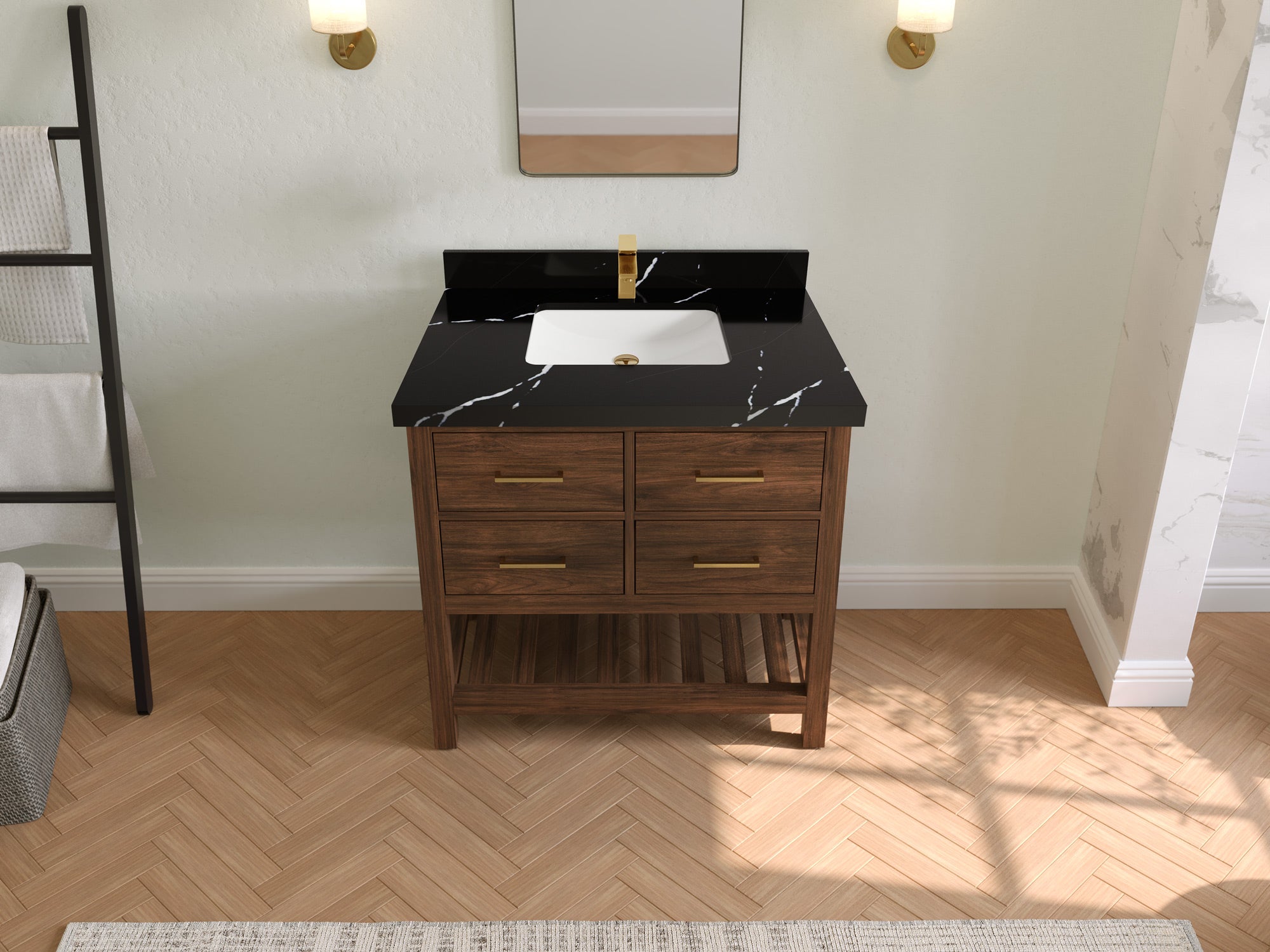 Parker Teak Wood 36 in. W x 22 in. D Center Sink Bathroom Vanity - Willow Bath and Vanity