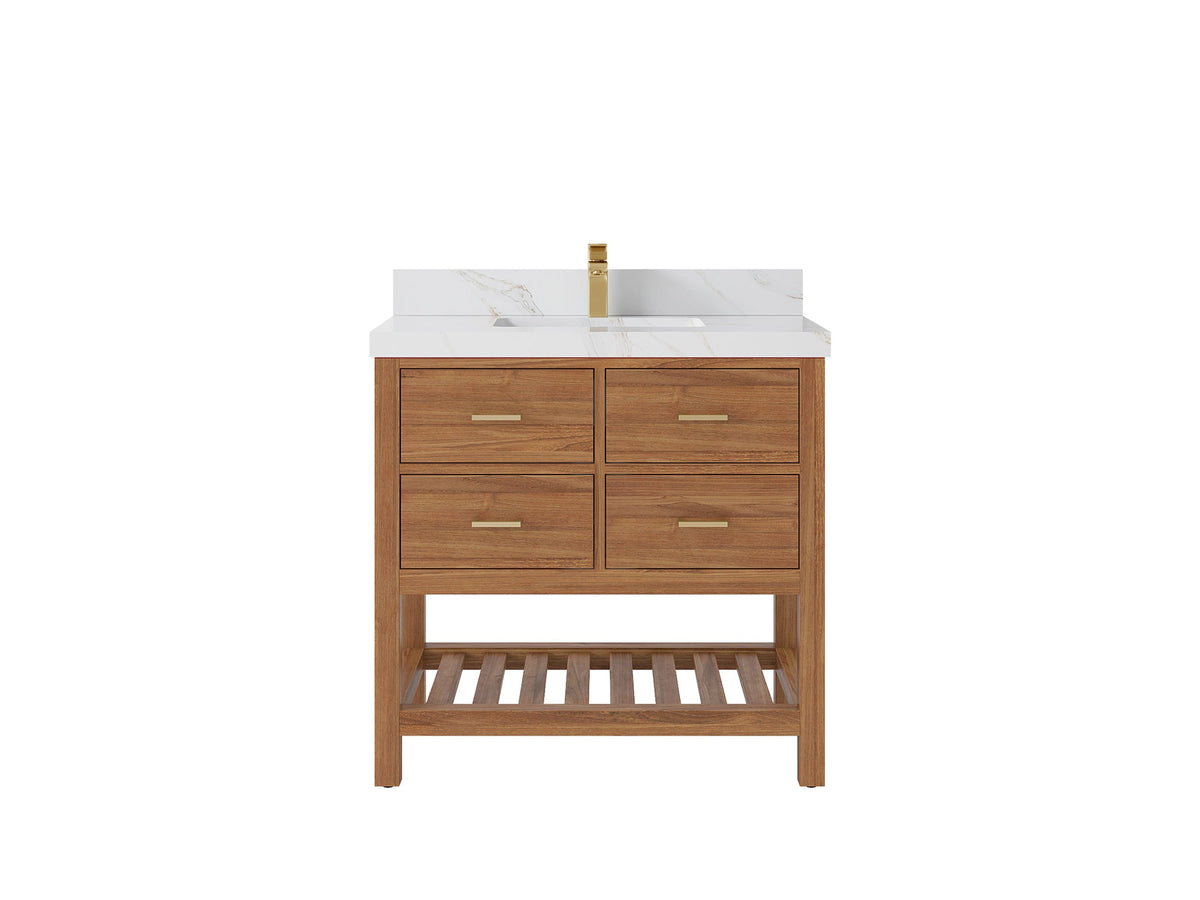 Parker Teak Wood 36 in. W x 22 in. D Center Sink Bathroom Vanity - Willow Bath and Vanity