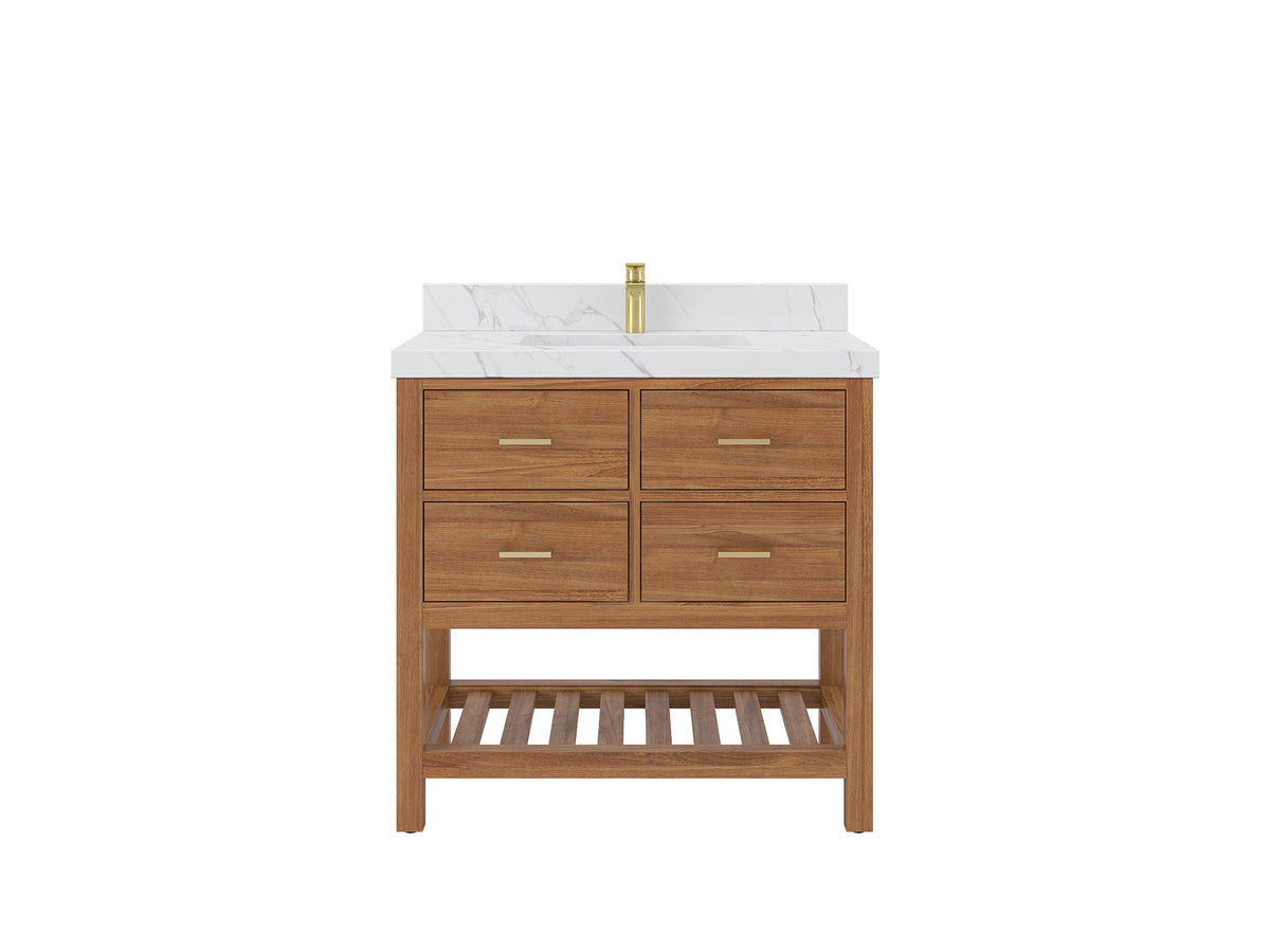 Parker Teak Wood 36 in. W x 22 in. D Center Sink Bathroom Vanity - Willow Bath and Vanity