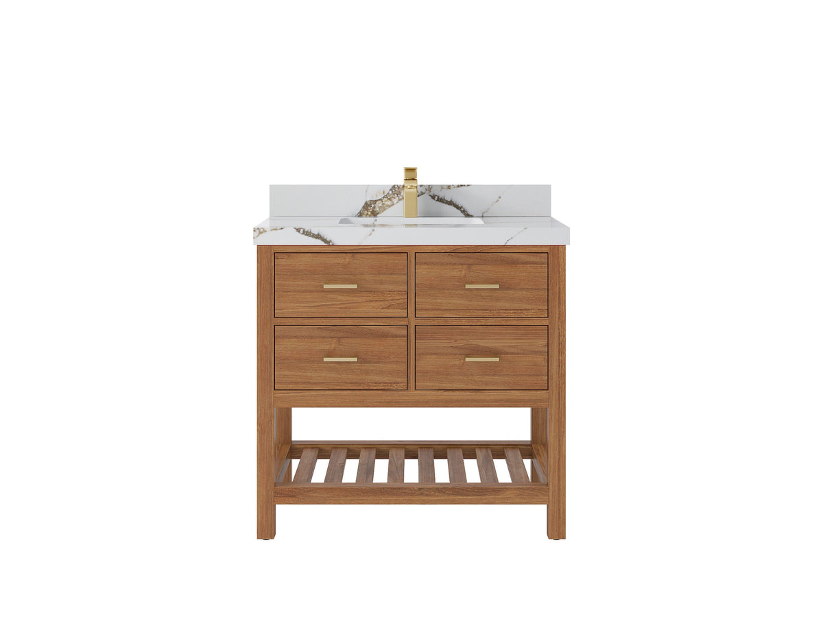 Parker Teak Wood 36 in. W x 22 in. D Center Sink Bathroom Vanity - Willow Bath and Vanity