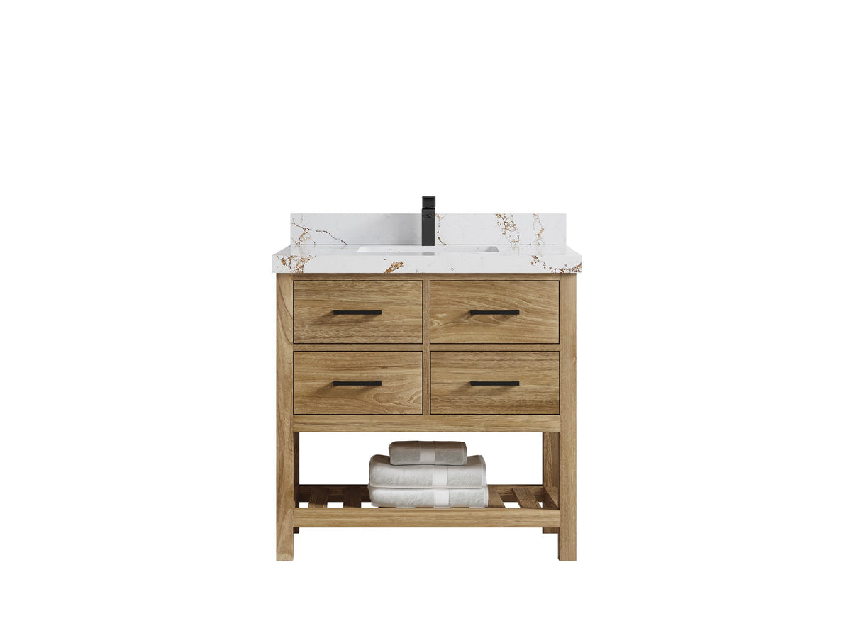 Parker Teak Wood 36 in. W x 22 in. D Center Sink Bathroom Vanity - Willow Bath and Vanity