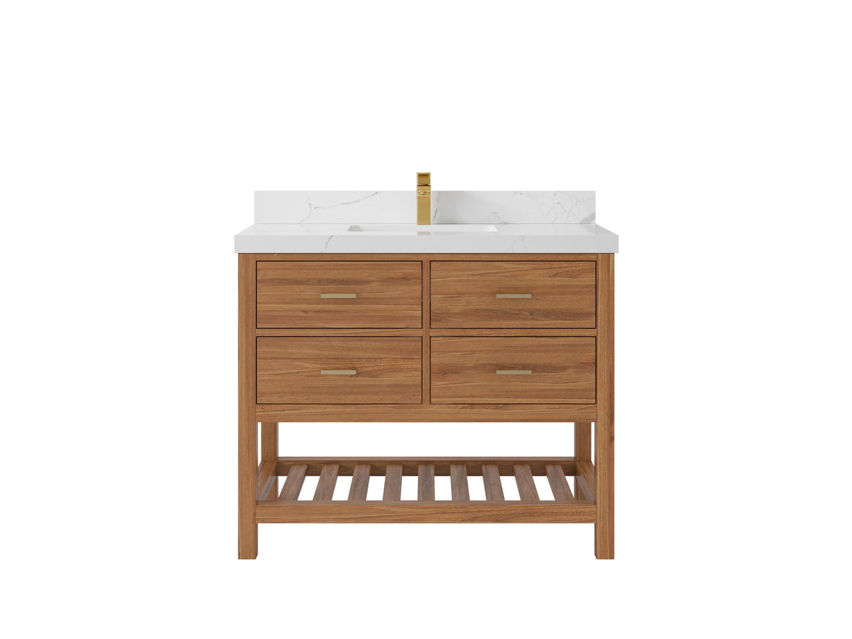 Parker Teak Wood 42 in. W x 22 in. D Single Sink Bathroom Vanity - Willow Bath and Vanity