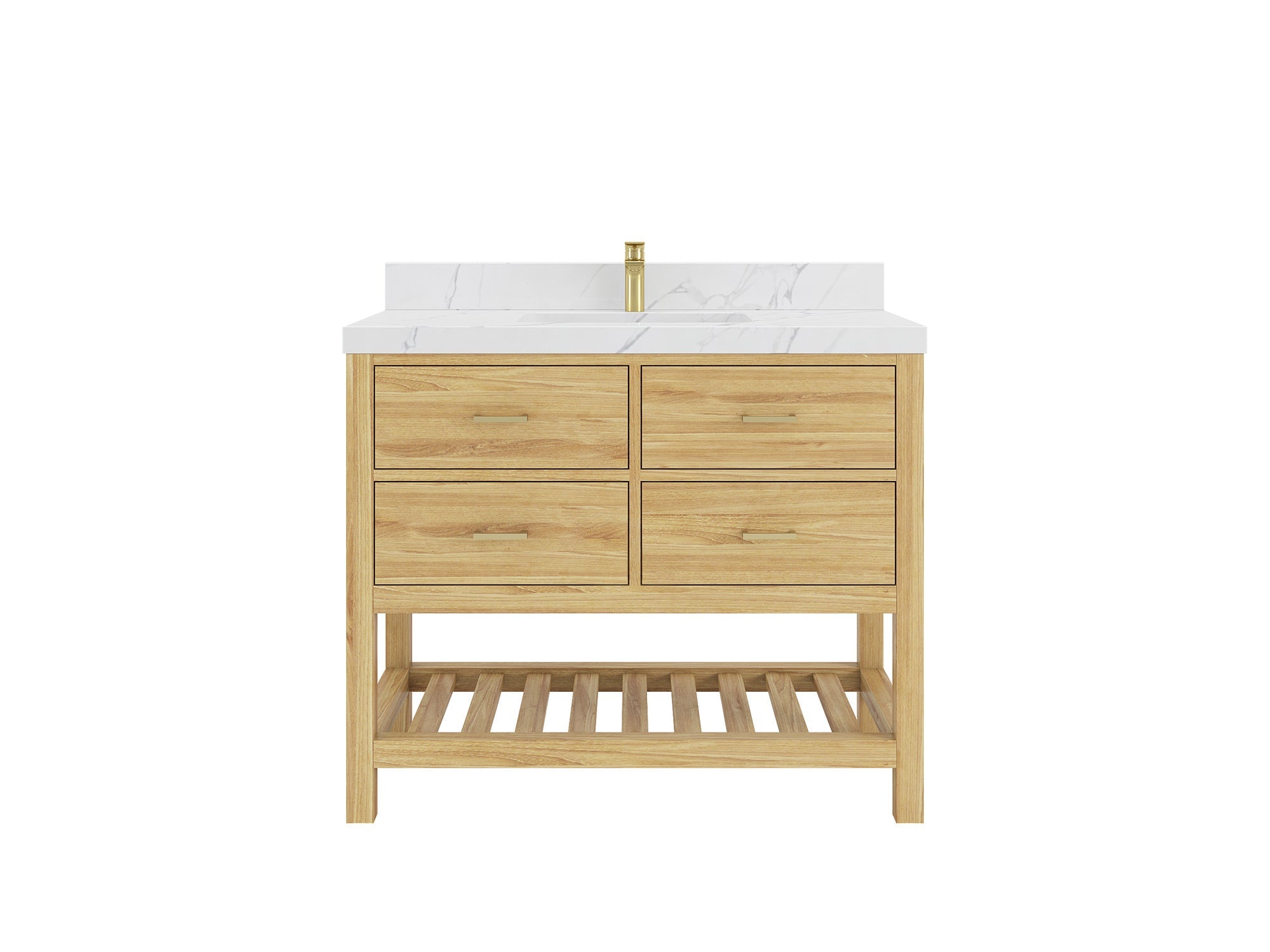 Parker Teak Wood 42 in. W x 22 in. D Single Sink Bathroom Vanity - Willow Bath and Vanity