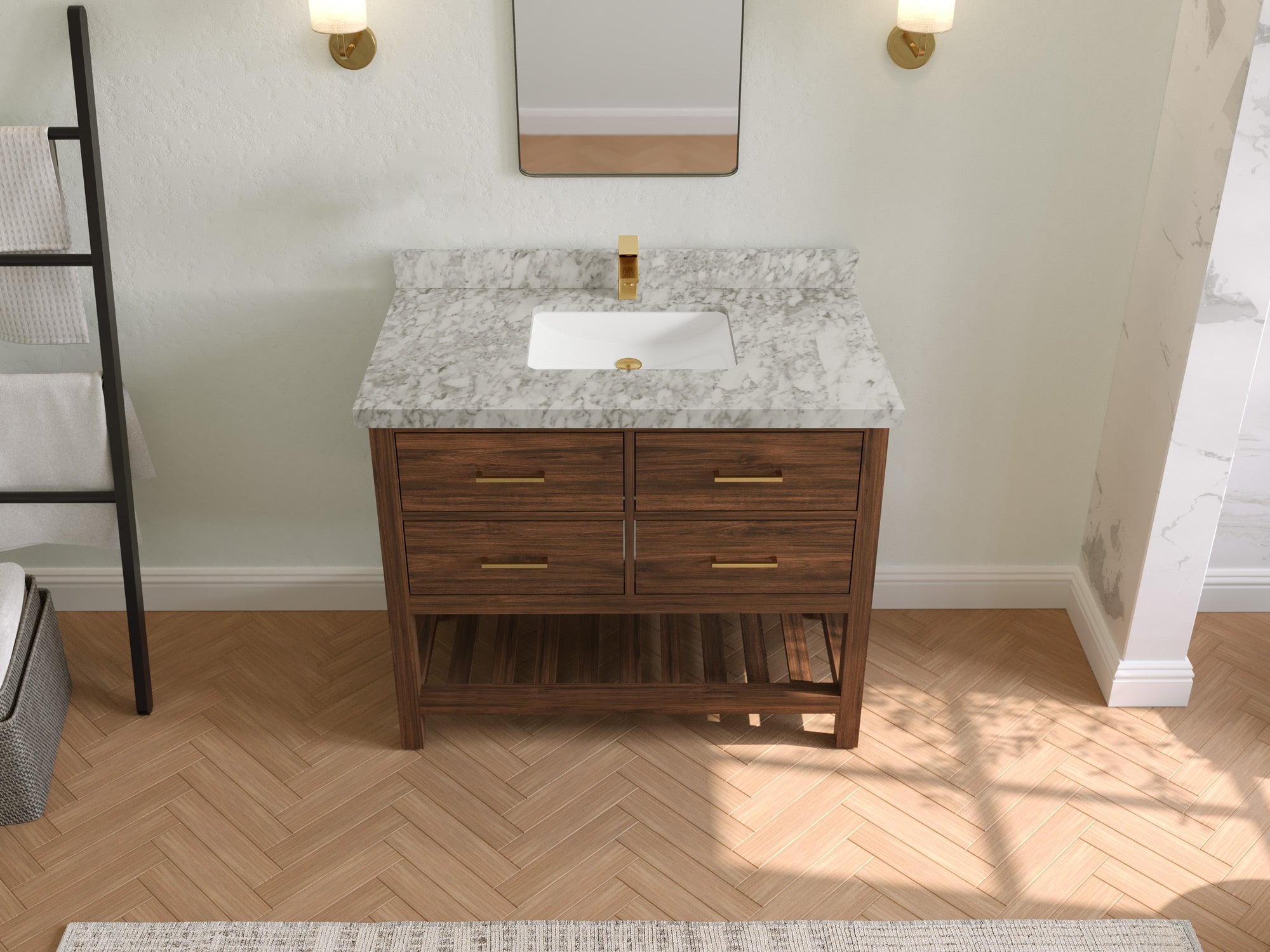 Parker Teak Wood 42 in. W x 22 in. D Single Sink Bathroom Vanity - Willow Bath and Vanity