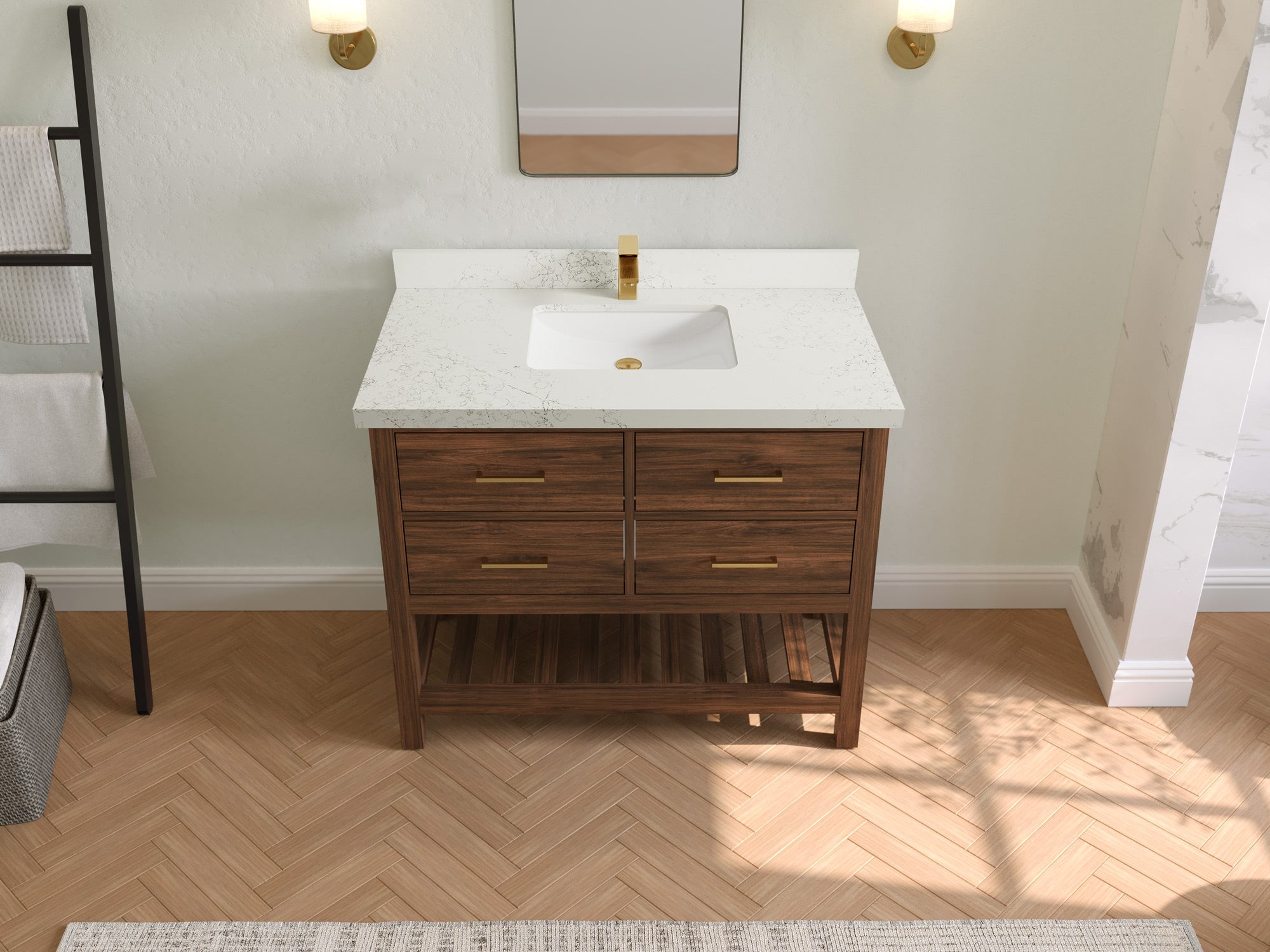 Parker Teak Wood 42 in. W x 22 in. D Single Sink Bathroom Vanity - Willow Bath and Vanity