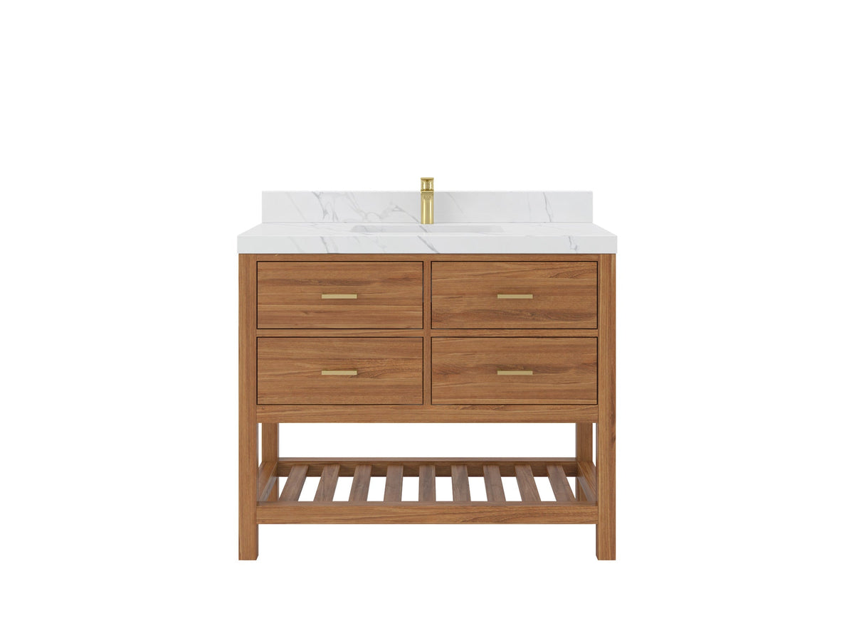 Parker Teak Wood 42 in. W x 22 in. D Single Sink Bathroom Vanity - Willow Bath and Vanity