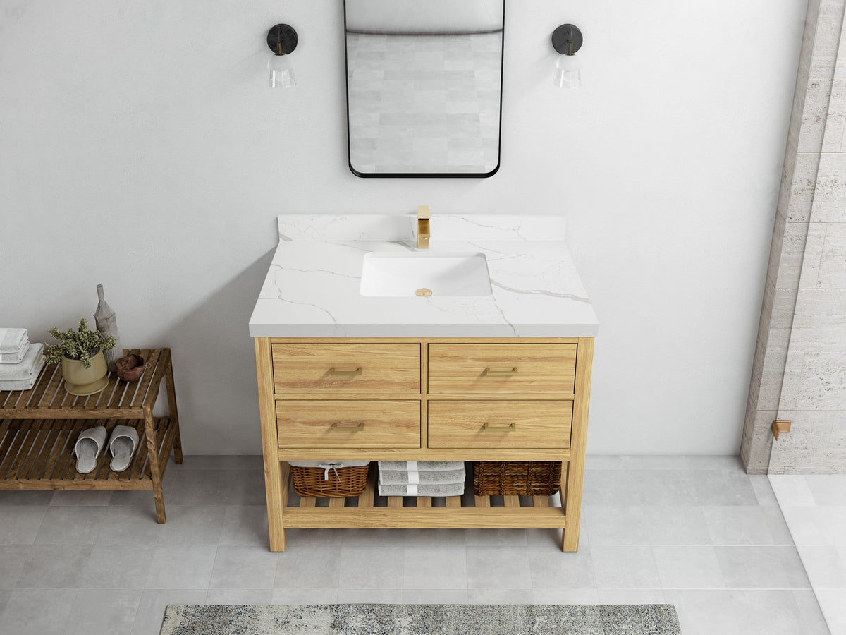Parker Teak Wood 42 in. W x 22 in. D Single Sink Bathroom Vanity - Willow Bath and Vanity