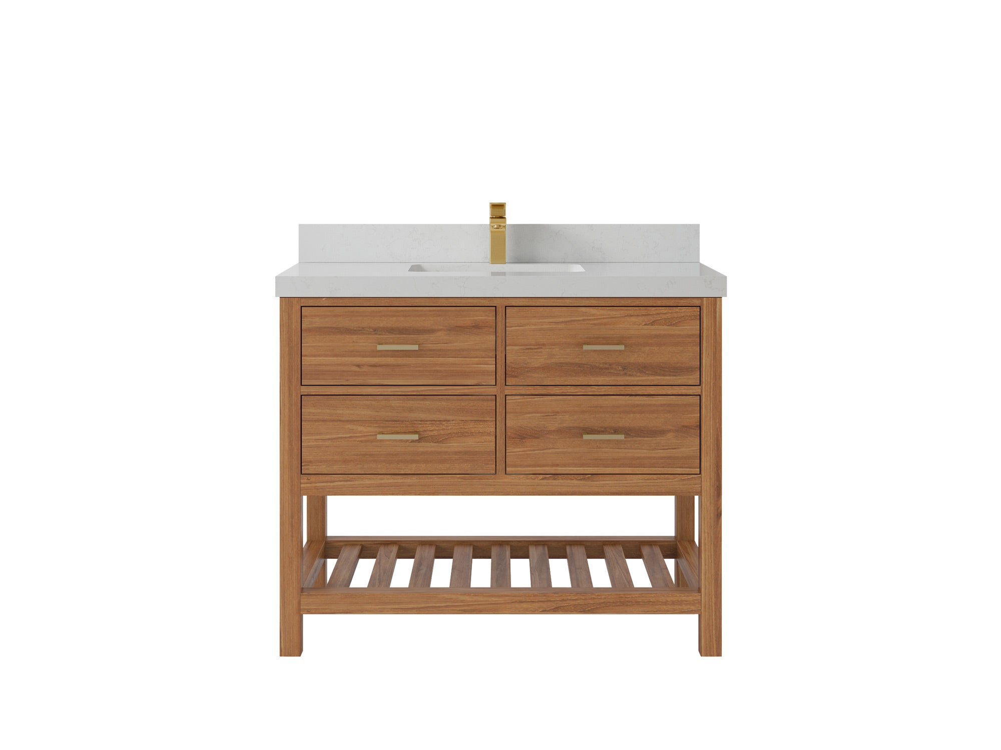 Parker Teak Wood 42 in. W x 22 in. D Single Sink Bathroom Vanity - Willow Bath and Vanity