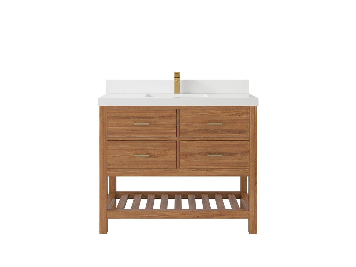 Parker Teak Wood 42 in. W x 22 in. D Single Sink Bathroom Vanity - Willow Bath and Vanity