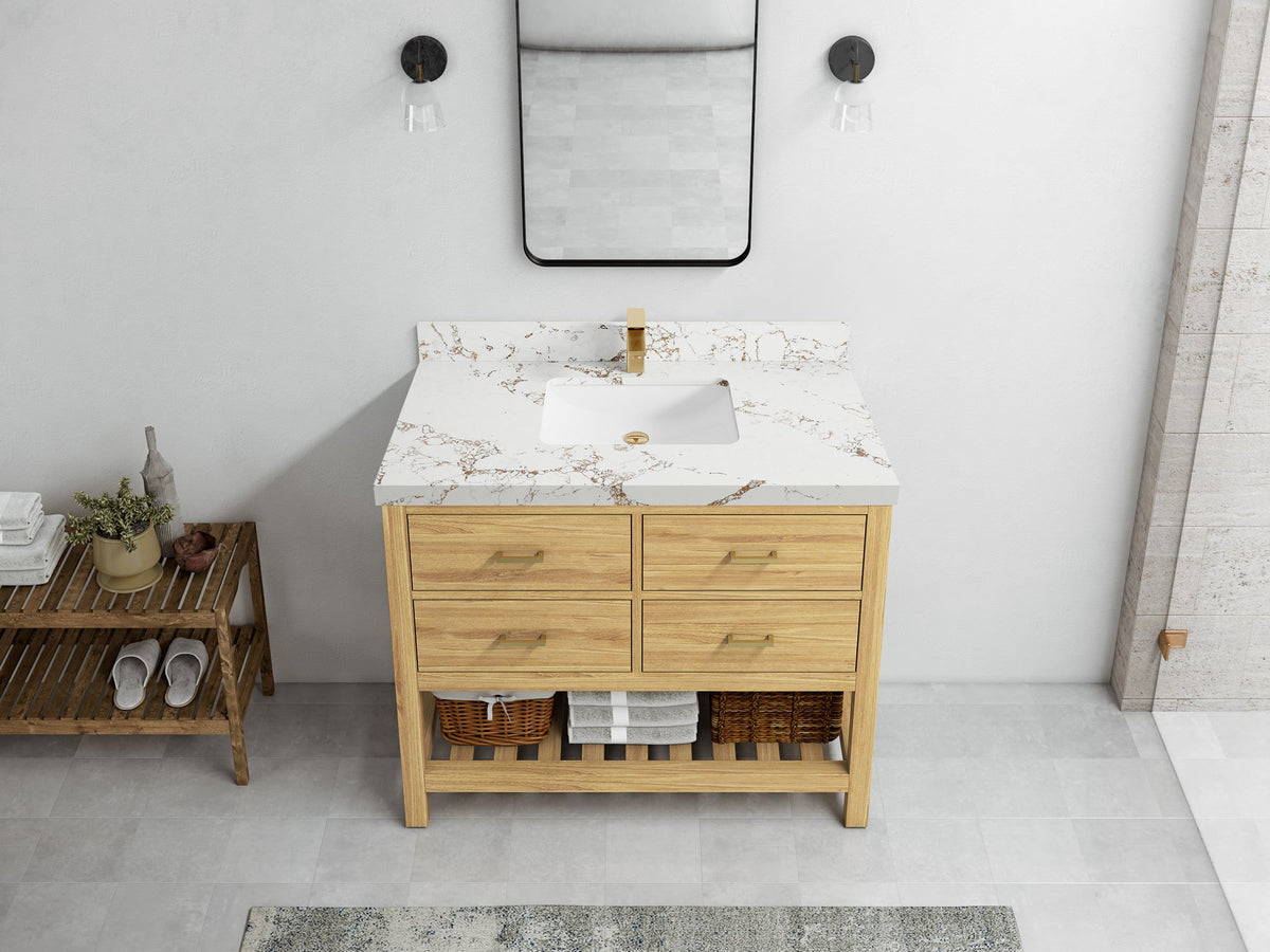 Parker Teak Wood 42 in. W x 22 in. D Single Sink Bathroom Vanity - Willow Bath and Vanity