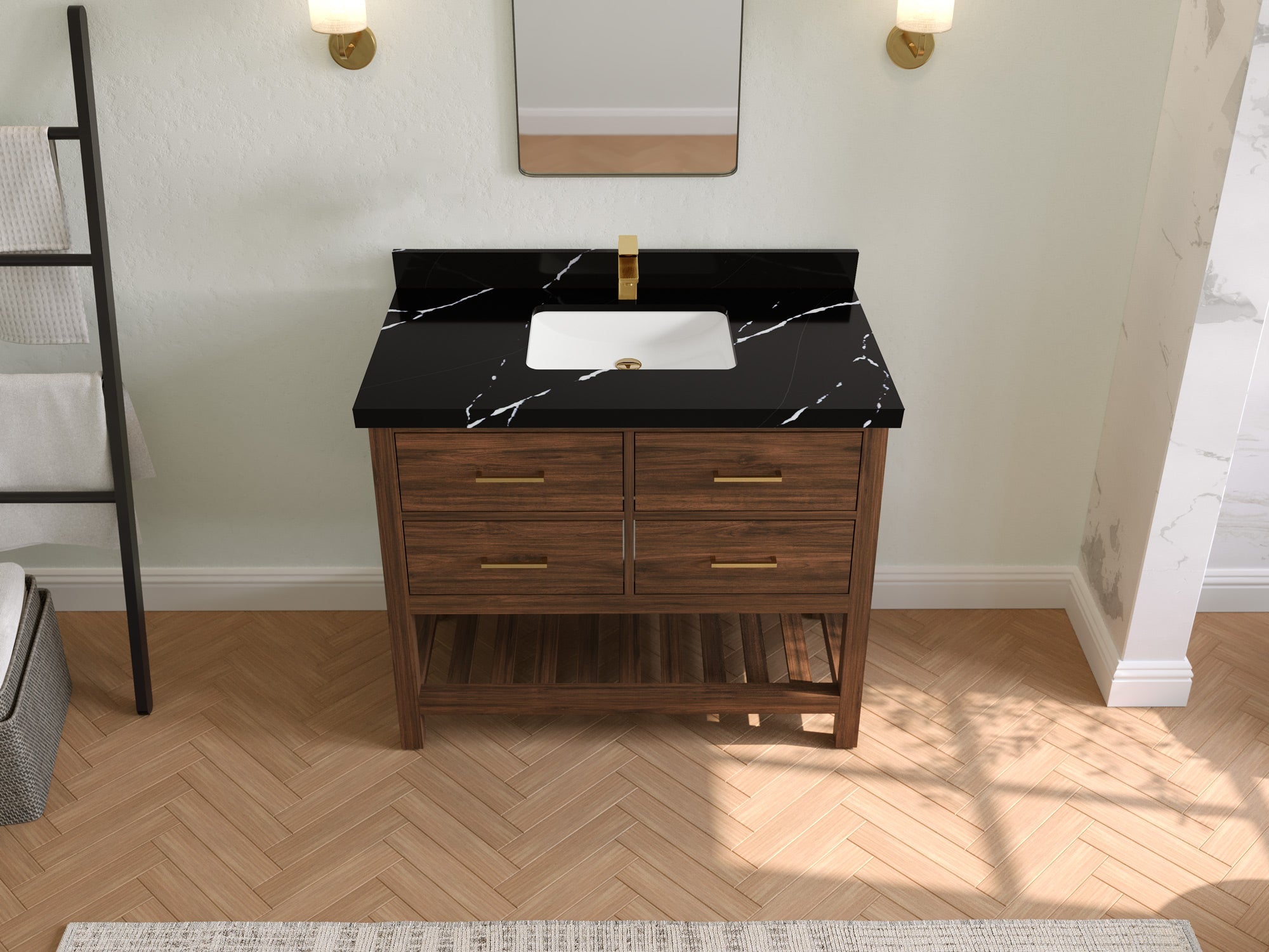 Parker Teak Wood 42 in. W x 22 in. D Single Sink Bathroom Vanity - Willow Bath and Vanity