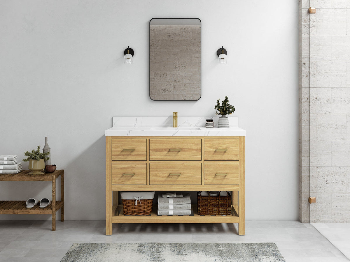Parker Teak Wood 48 in. W x 22 in. D Single Sink Bathroom Vanity - Willow Bath and Vanity