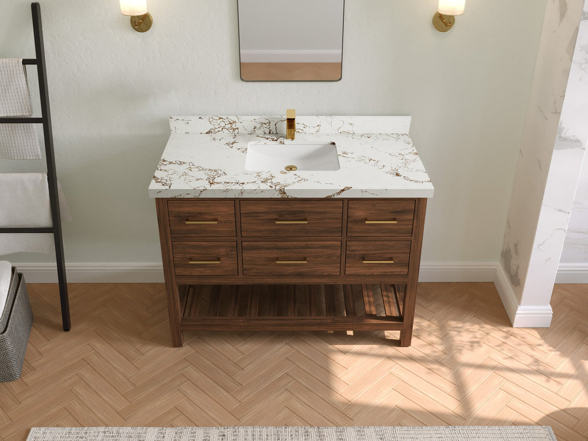 Parker Teak Wood 48 in. W x 22 in. D Single Sink Bathroom Vanity - Willow Bath and Vanity