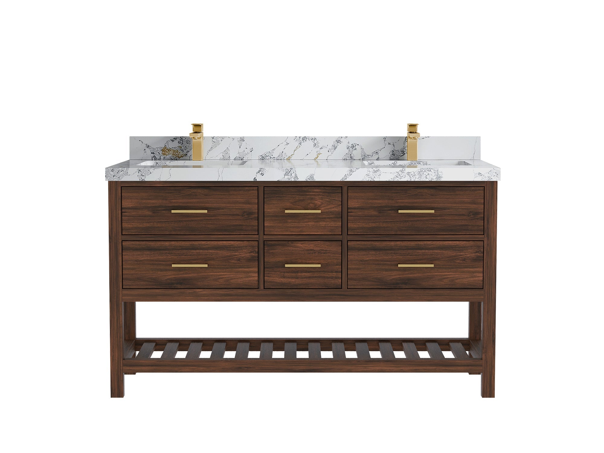 Parker Teak Wood 60 in. W x 22 in. D Double Sink Bathroom Vanity - Willow Bath and Vanity