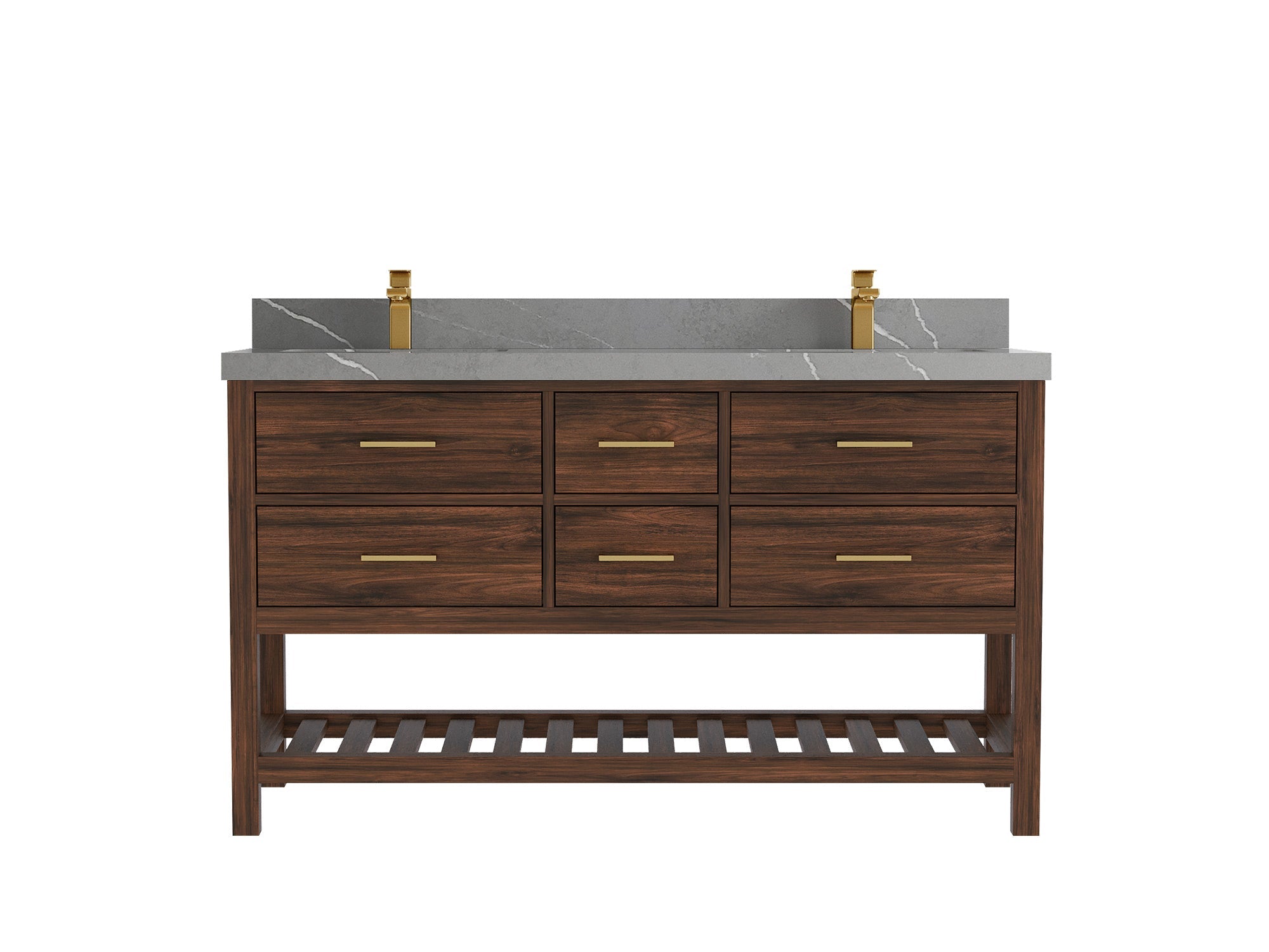 Parker Teak Wood 60 in. W x 22 in. D Double Sink Bathroom Vanity - Willow Bath and Vanity