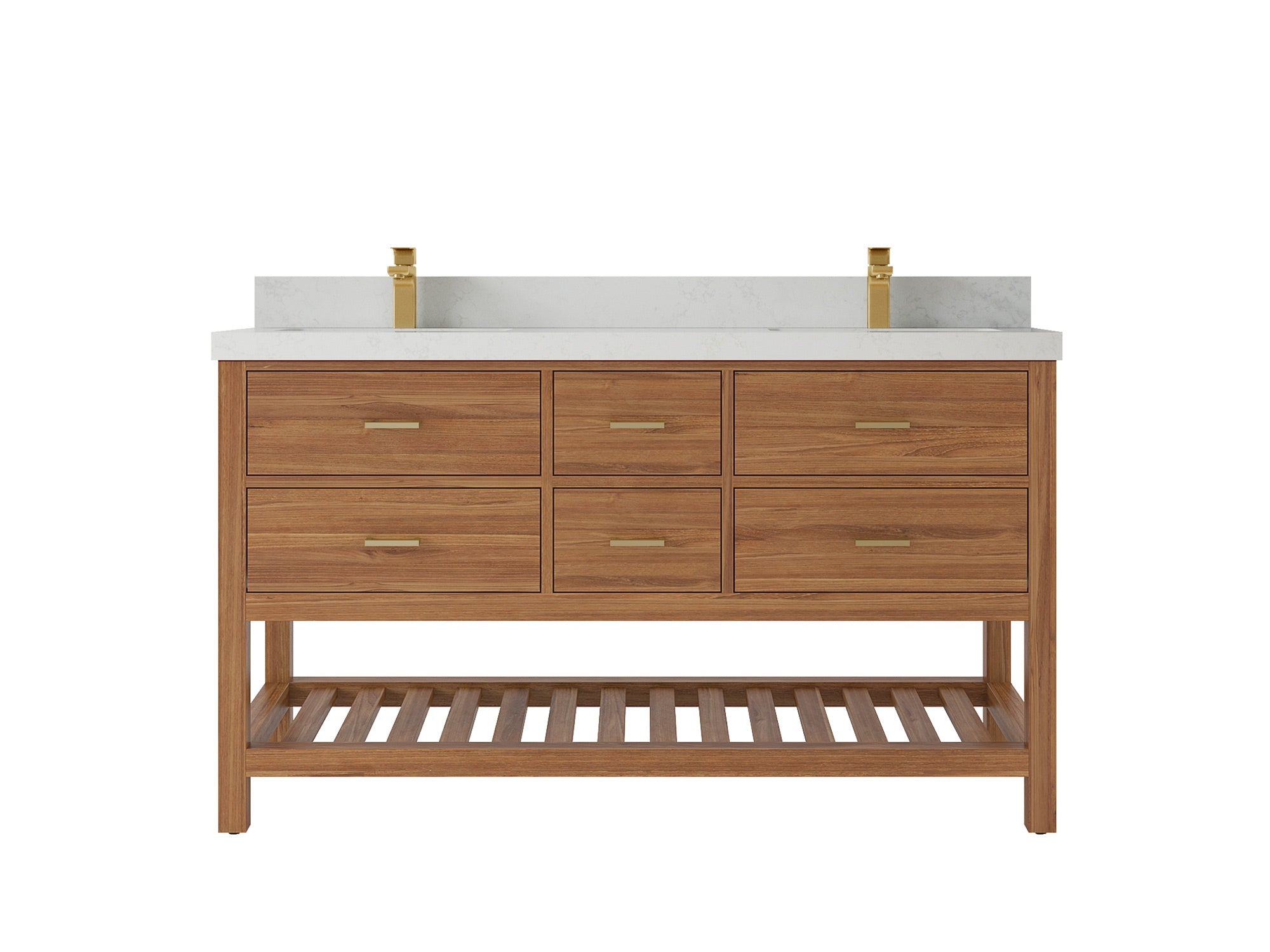 Parker Teak Wood 60 in. W x 22 in. D Double Sink Bathroom Vanity - Willow Bath and Vanity