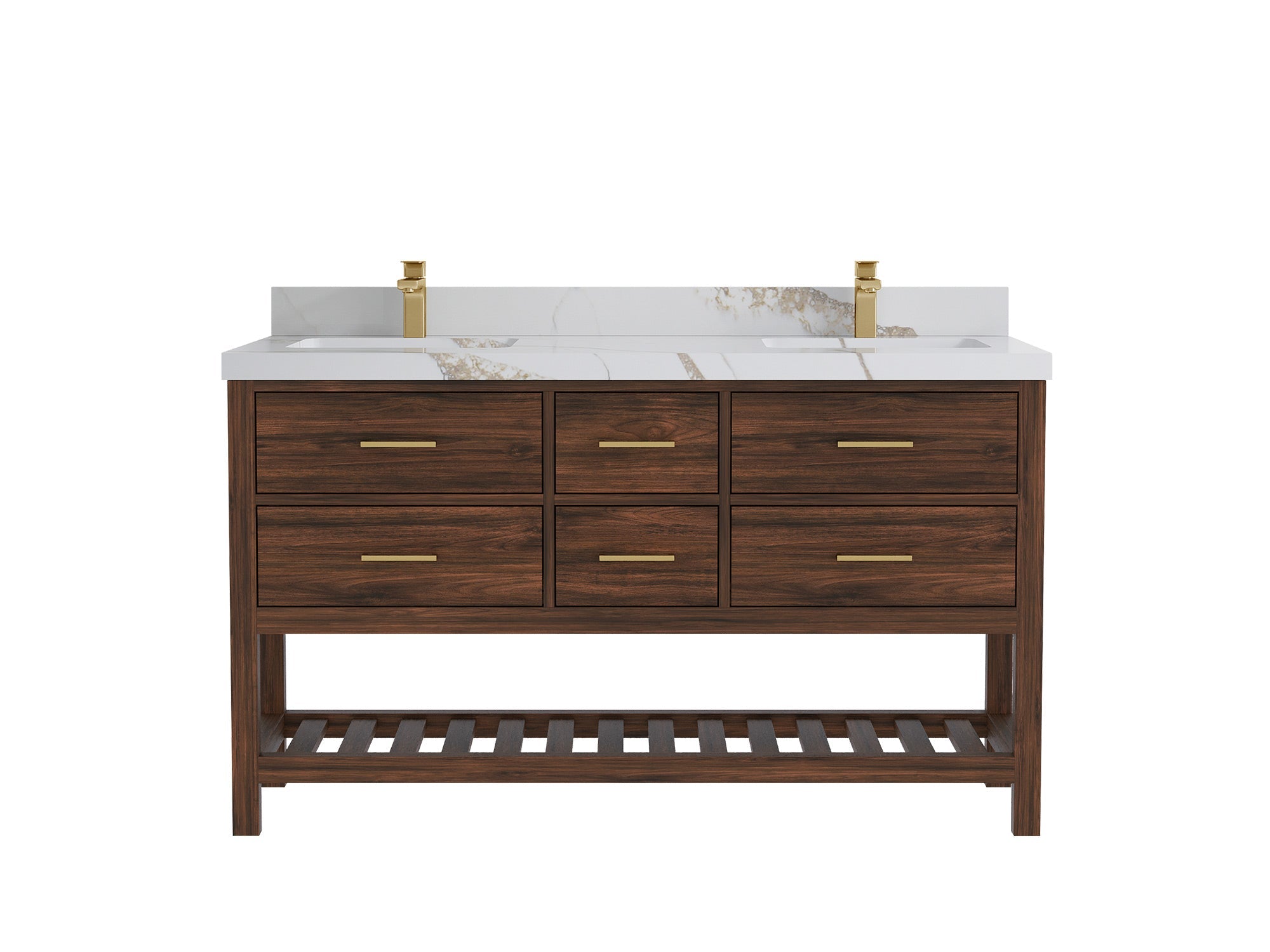 Parker Teak Wood 60 in. W x 22 in. D Double Sink Bathroom Vanity - Willow Bath and Vanity