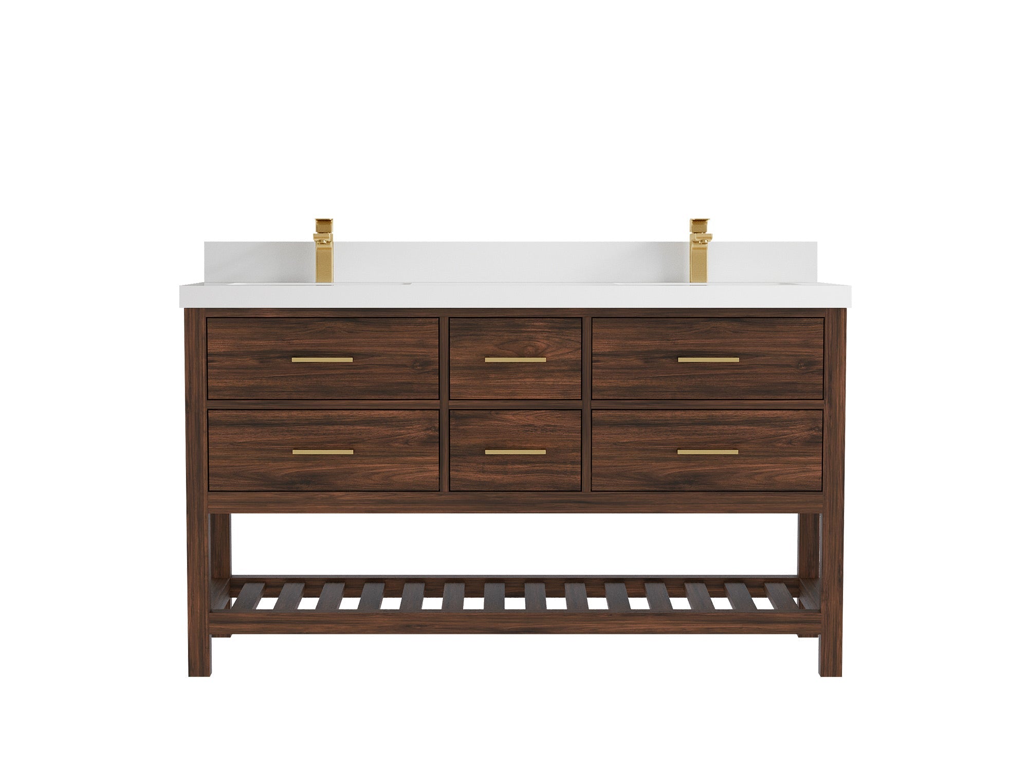 Parker Teak Wood 60 in. W x 22 in. D Double Sink Bathroom Vanity - Willow Bath and Vanity