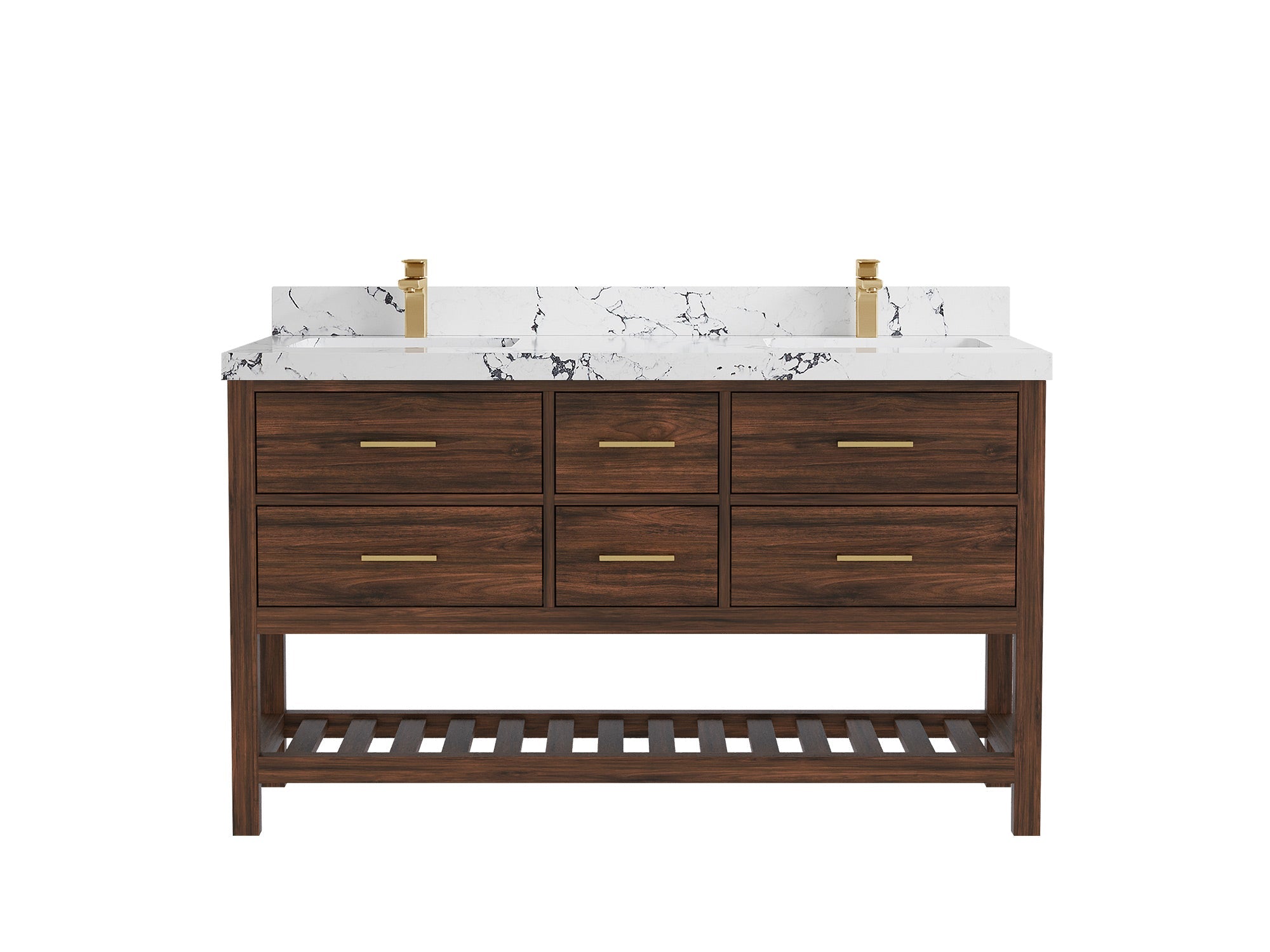 Parker Teak Wood 60 in. W x 22 in. D Double Sink Bathroom Vanity - Willow Bath and Vanity