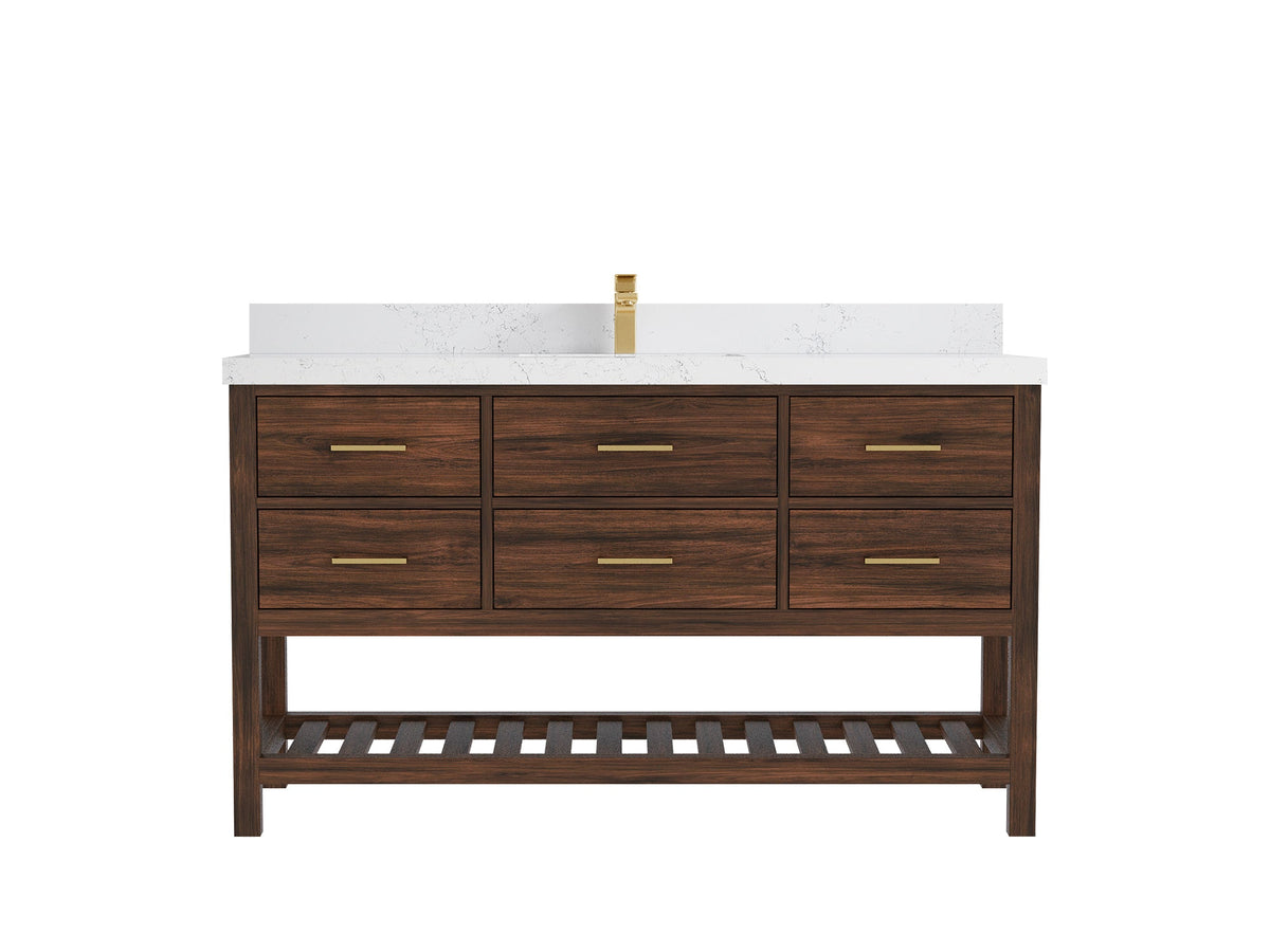 Parker Teak Wood 60 in. W x 22 in. D Single Sink Bathroom Vanity - Willow Bath and Vanity