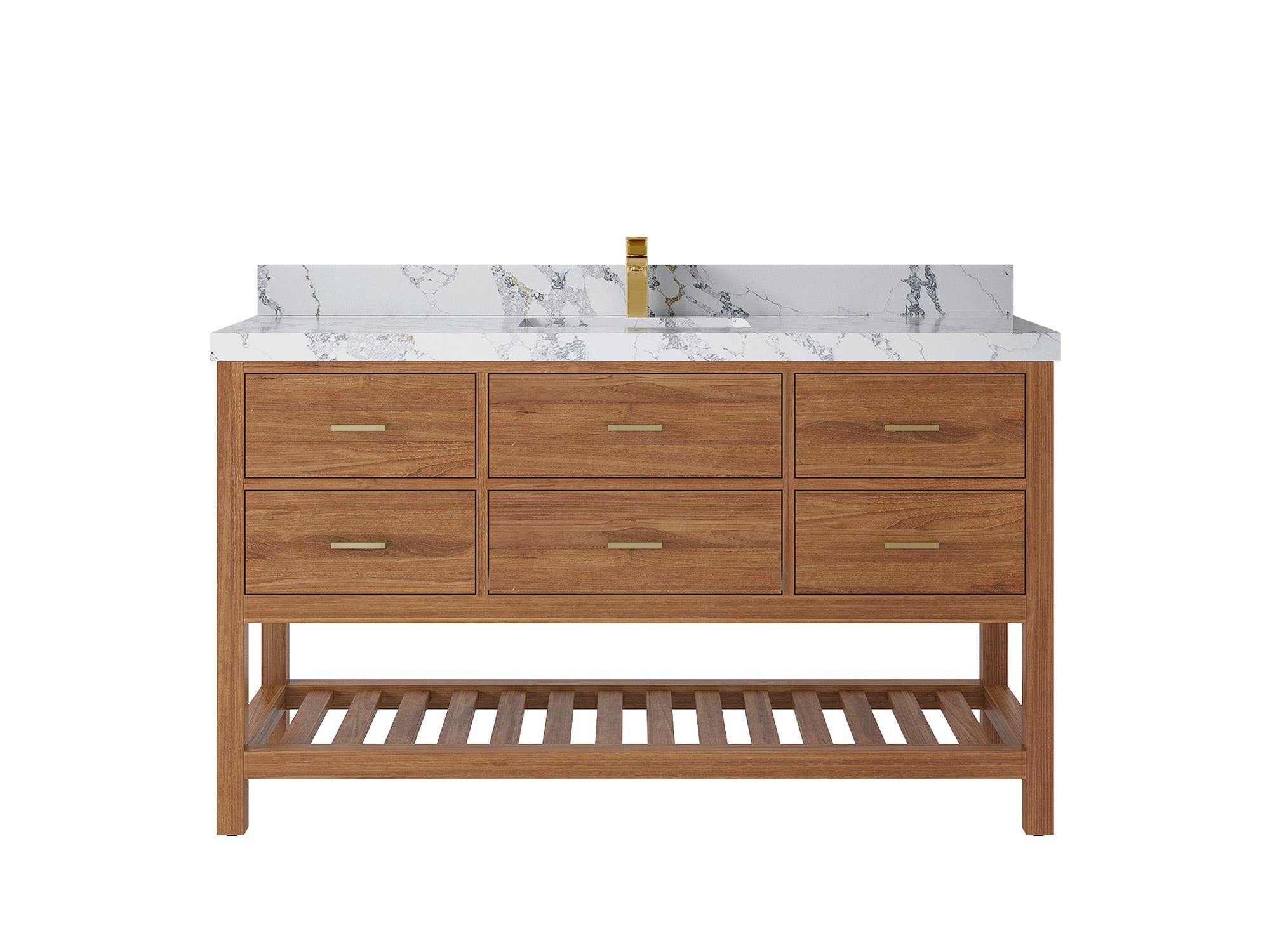 Parker Teak Wood 60 in. W x 22 in. D Single Sink Bathroom Vanity - Willow Bath and Vanity