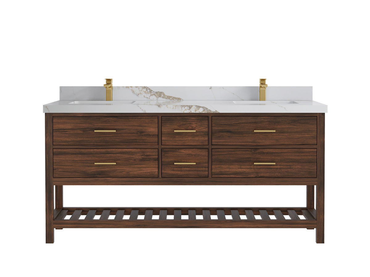 Parker Teak Wood 72 in. W x 22 in. D Double Sink Bathroom Vanity - Willow Bath and Vanity