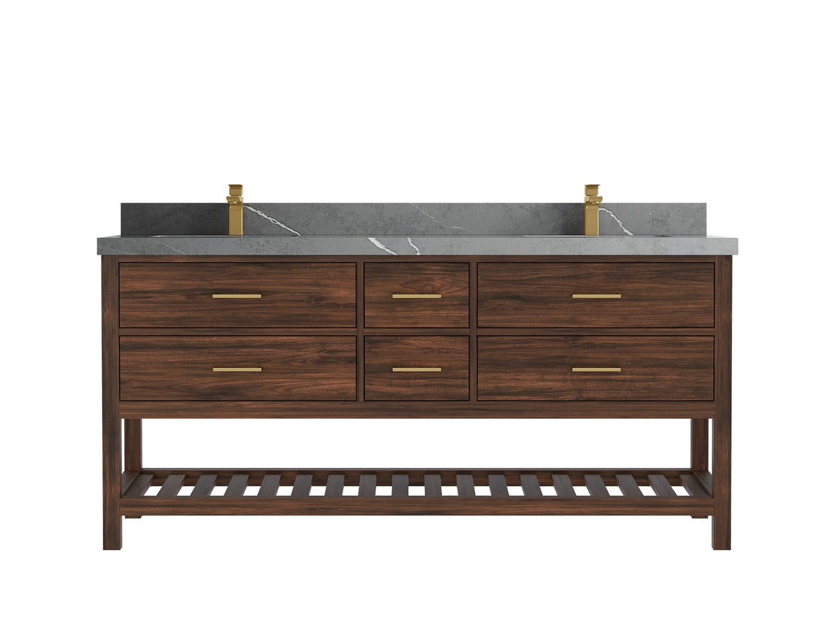 Parker Teak Wood 72 in. W x 22 in. D Double Sink Bathroom Vanity - Willow Bath and Vanity