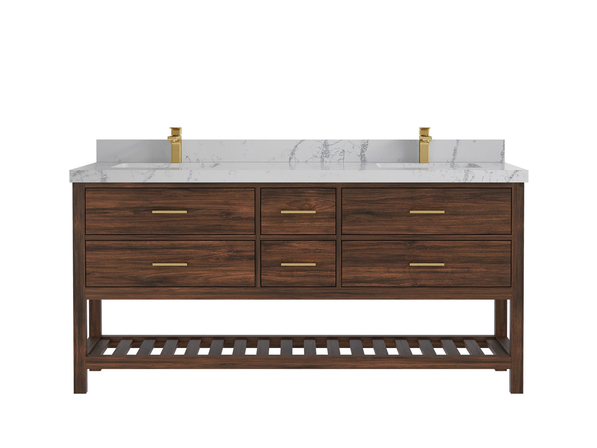 Parker Teak Wood 72 in. W x 22 in. D Double Sink Bathroom Vanity - Willow Bath and Vanity