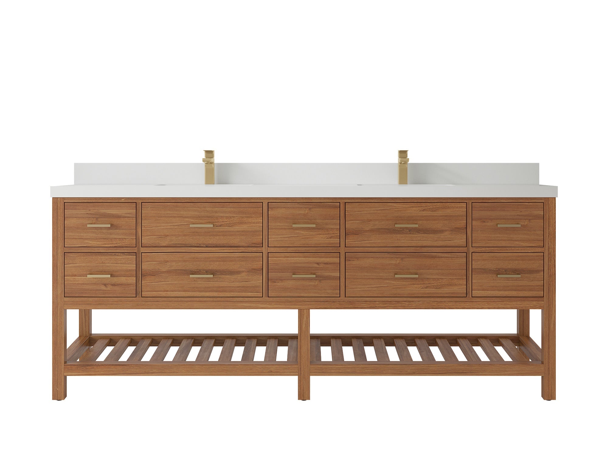 Parker Teak Wood 84 in. W x 22 in. D Double Sink Bathroom vanity with - Willow Bath and Vanity