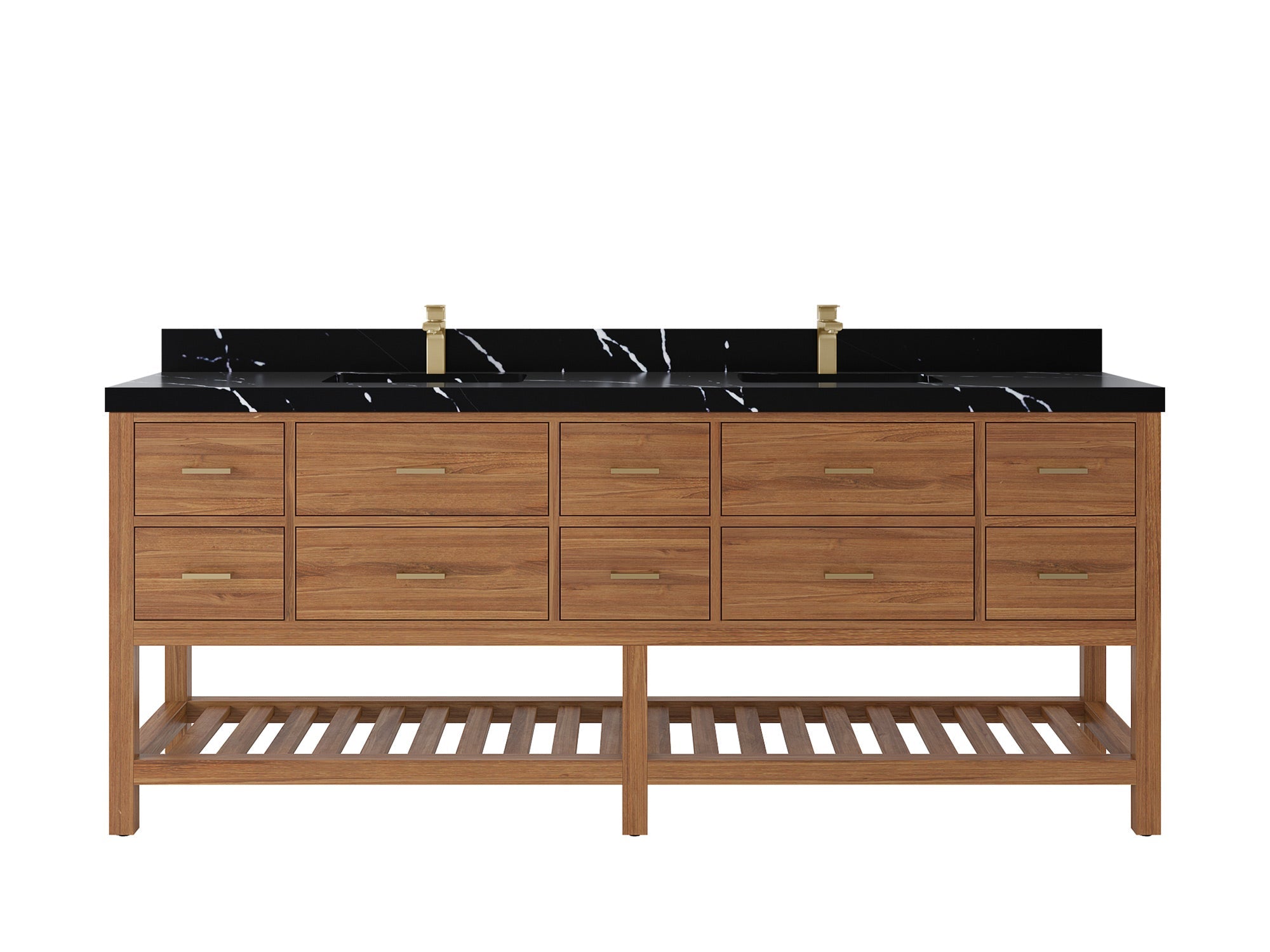 Parker Teak Wood 84 in. W x 22 in. D Double Sink Bathroom vanity with - Willow Bath and Vanity