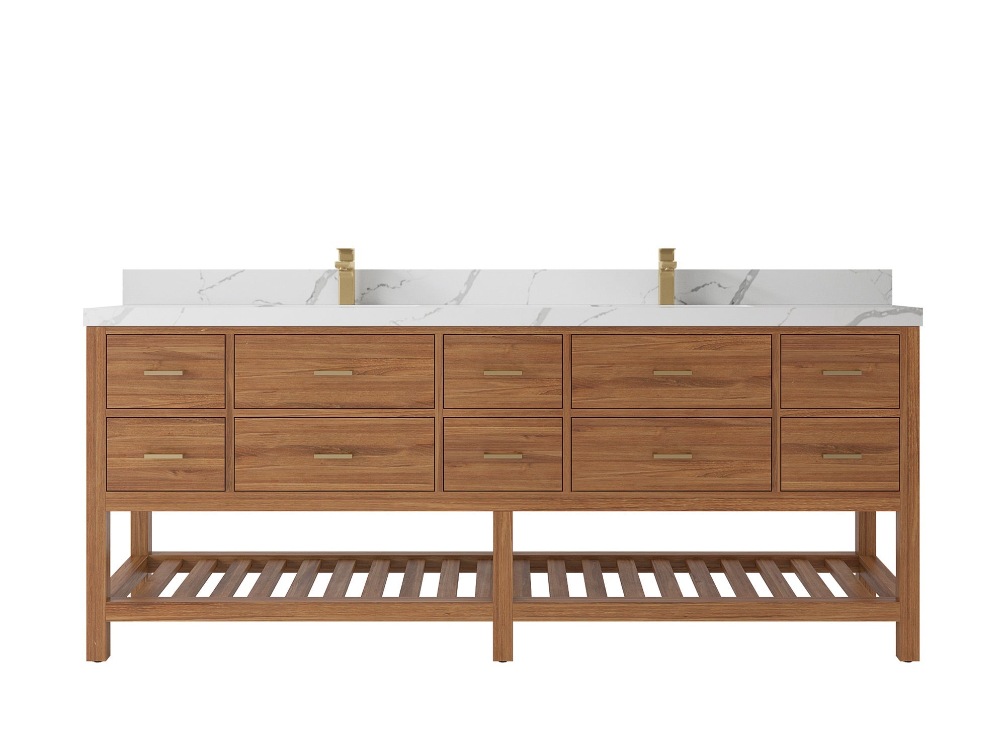 Parker Teak Wood 84 in. W x 22 in. D Double Sink Bathroom vanity with - Willow Bath and Vanity