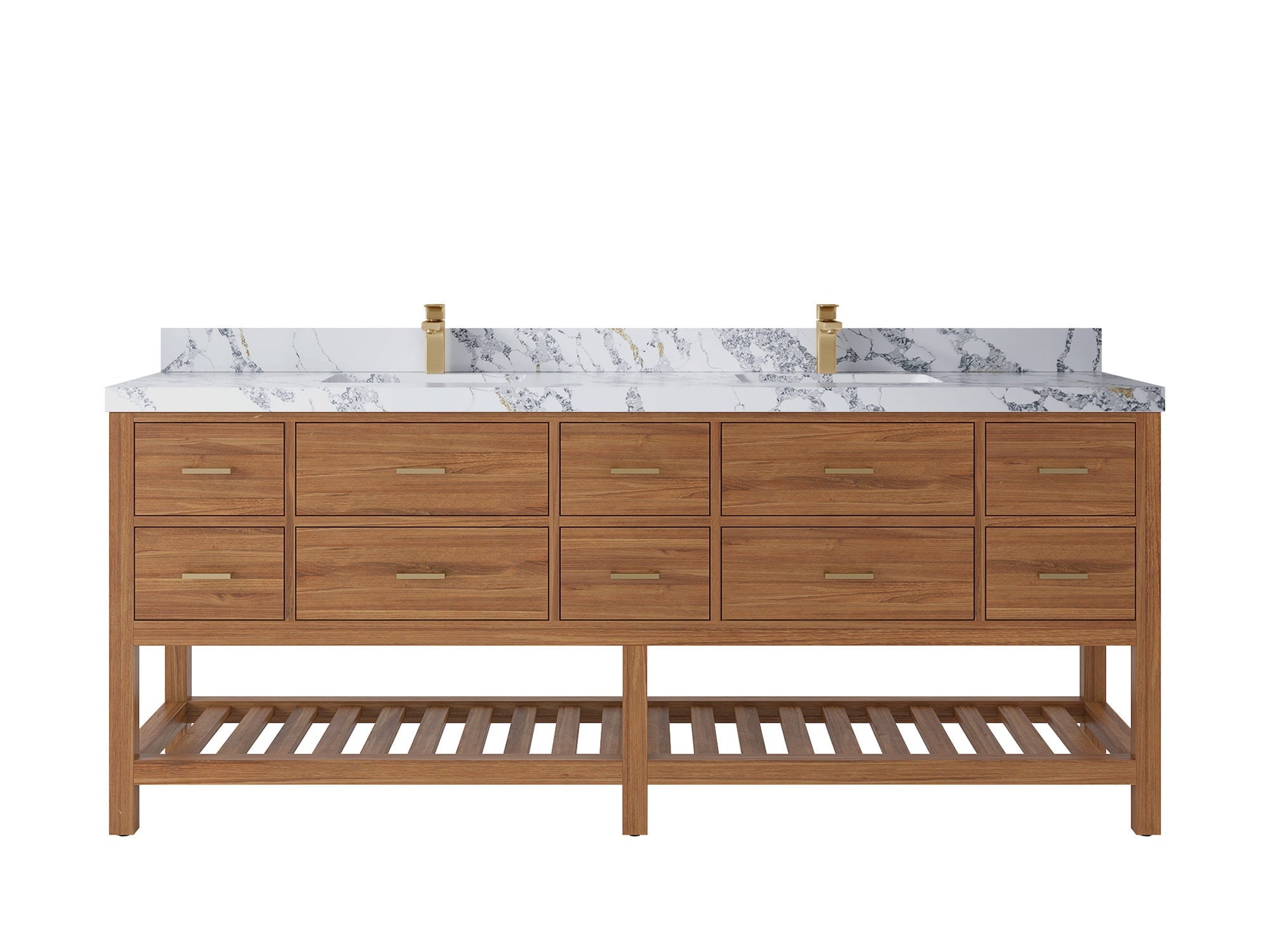 Parker Teak Wood 84 in. W x 22 in. D Double Sink Bathroom vanity with - Willow Bath and Vanity