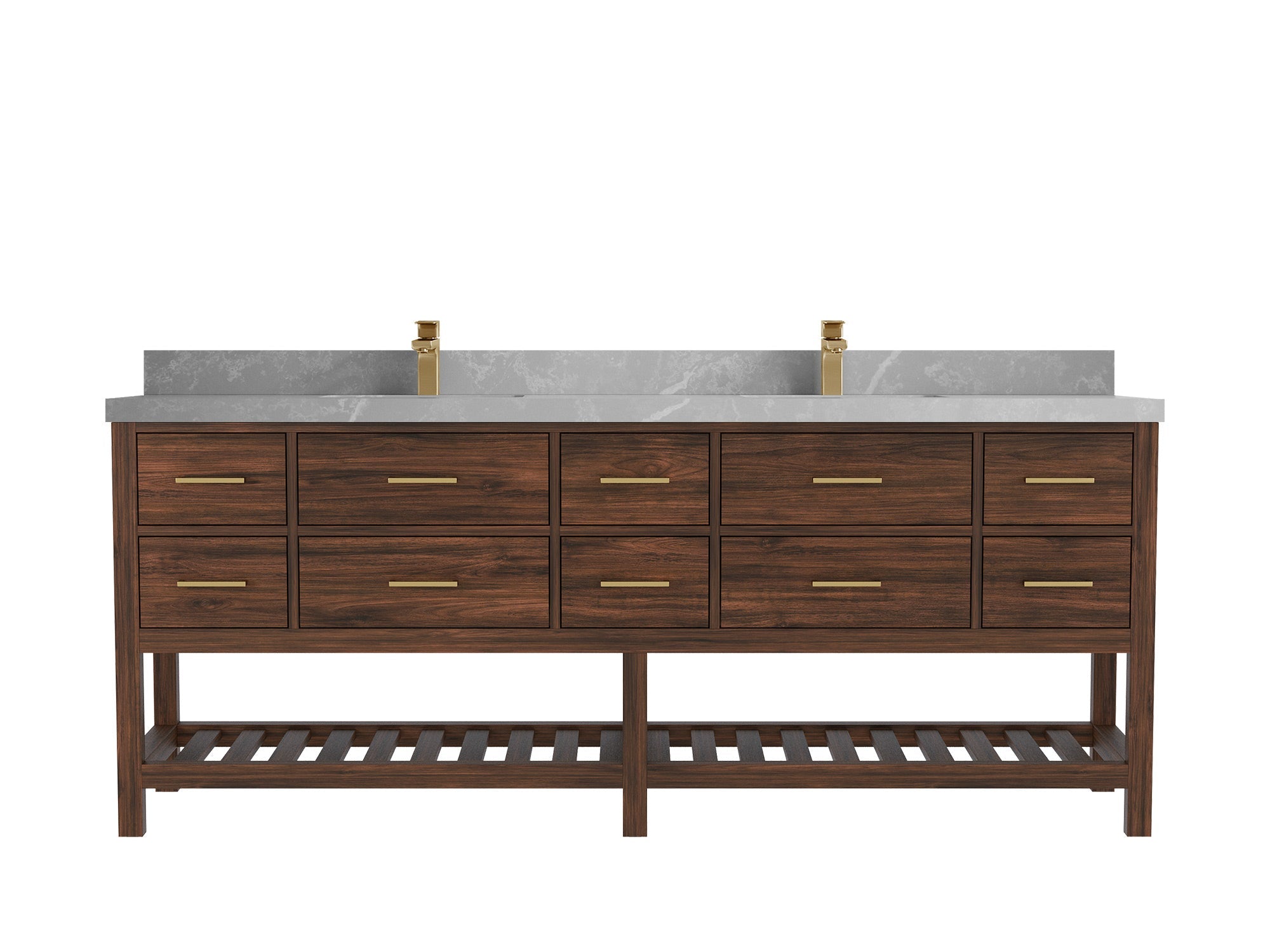 Parker Teak Wood 84 in. W x 22 in. D Double Sink Bathroom vanity with - Willow Bath and Vanity