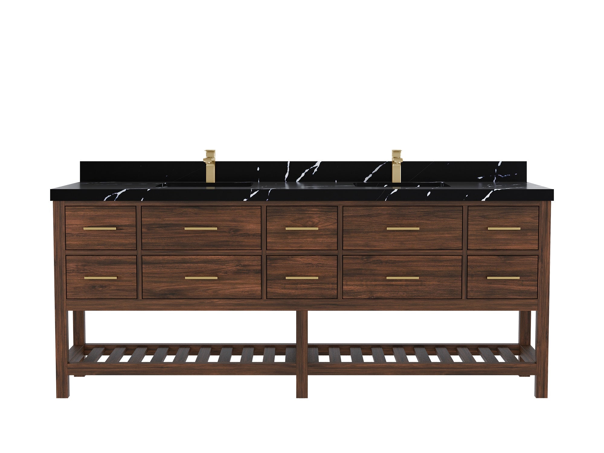 Parker Teak Wood 84 in. W x 22 in. D Double Sink Bathroom vanity with - Willow Bath and Vanity