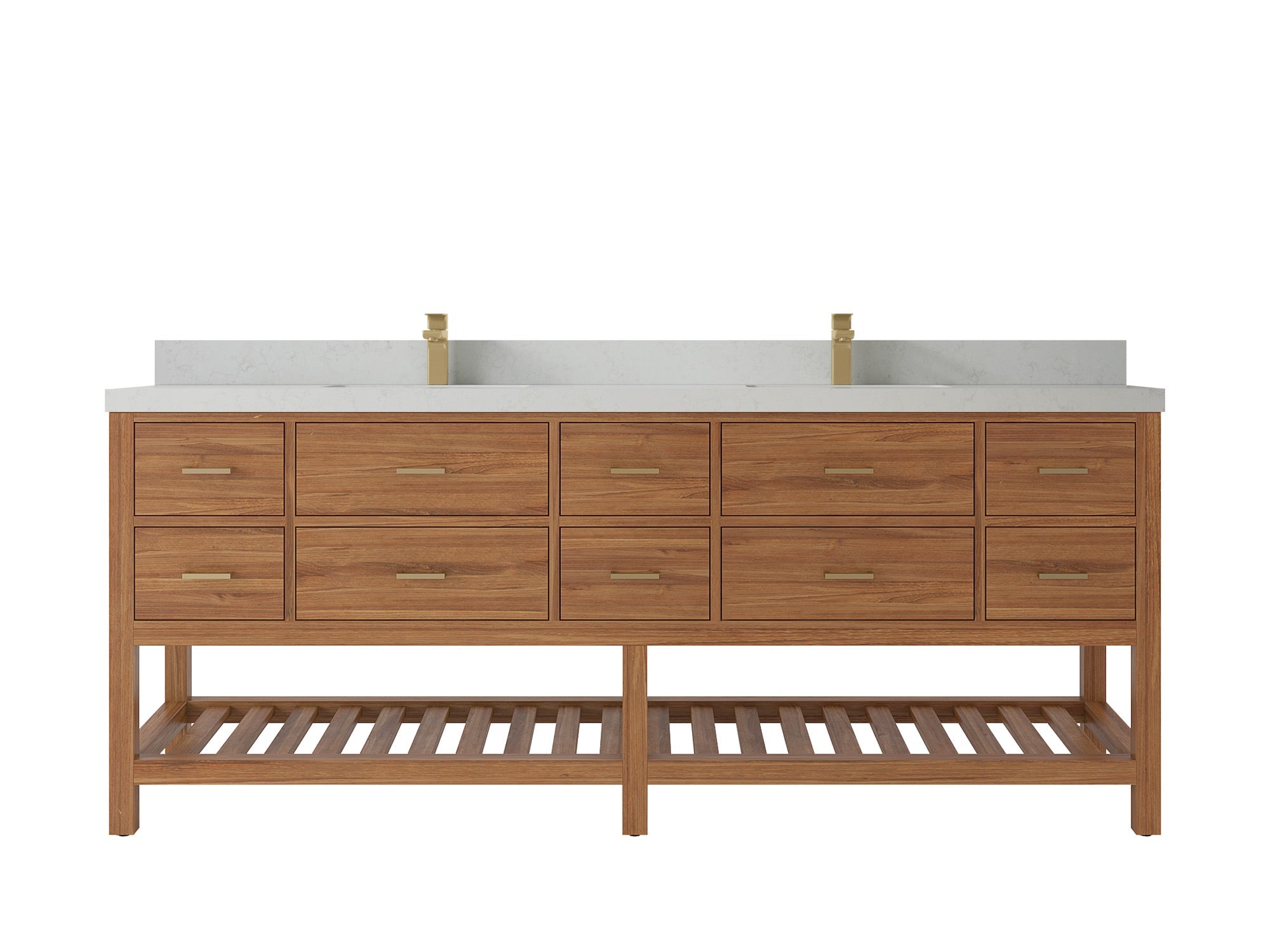 Parker Teak Wood 84 in. W x 22 in. D Double Sink Bathroom vanity with - Willow Bath and Vanity
