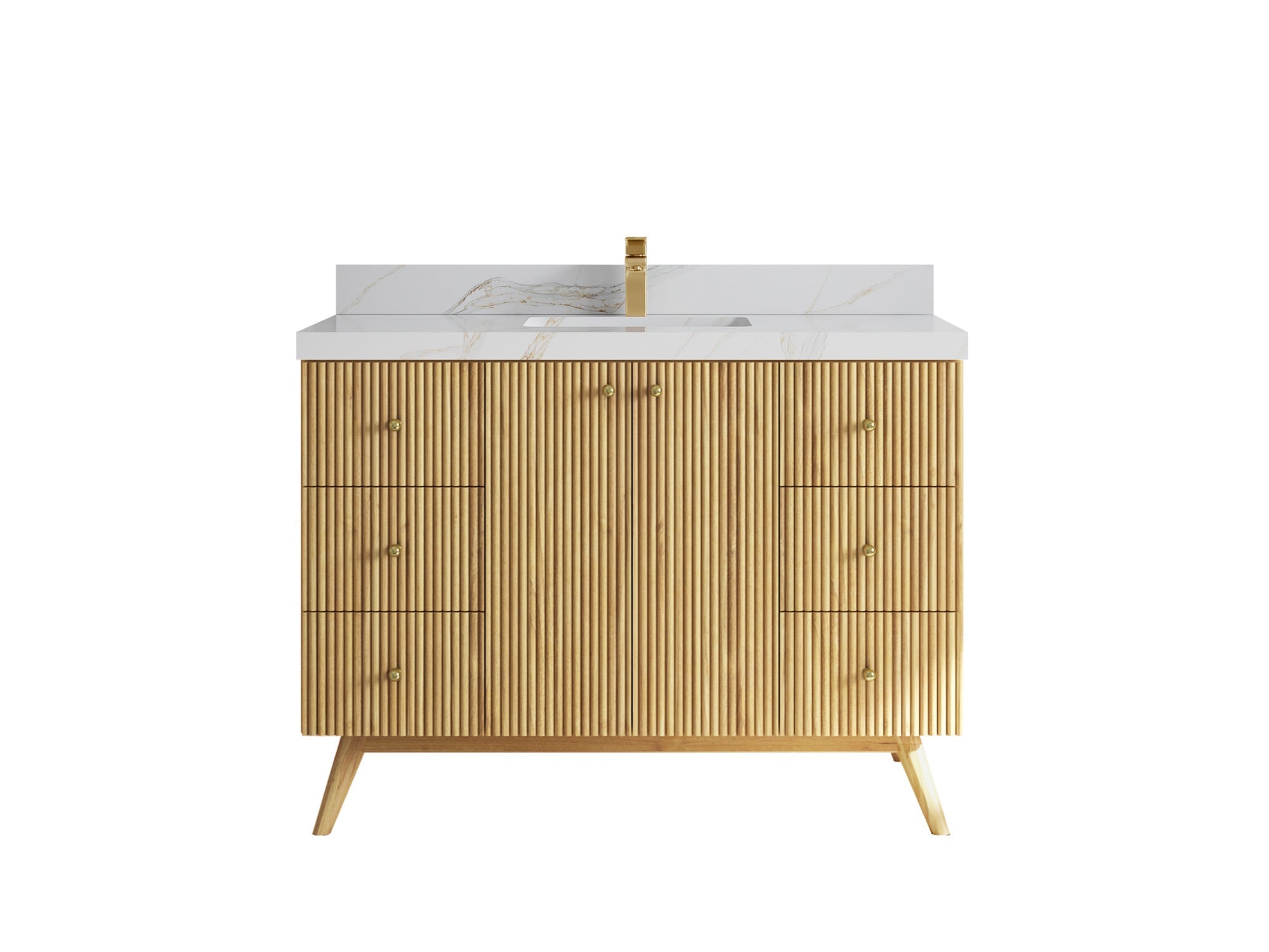 Pasadena Teak Wood 48 in. W x 22 in. D Single Sink Bathroom Vanity - Willow Bath and Vanity
