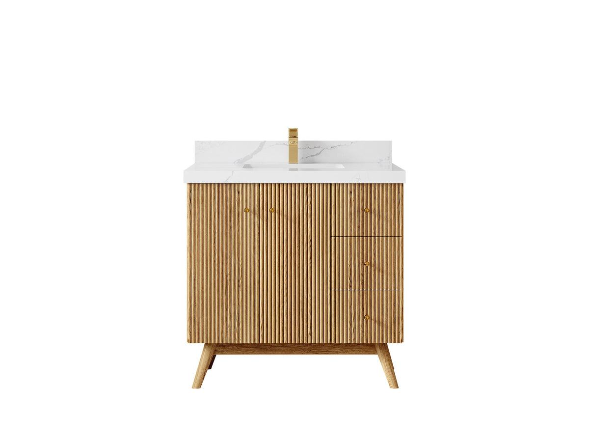 Pasadena White Oak 36 in. W x 22 in. D Center Sink Bathroom Vanity - Willow Bath and Vanity